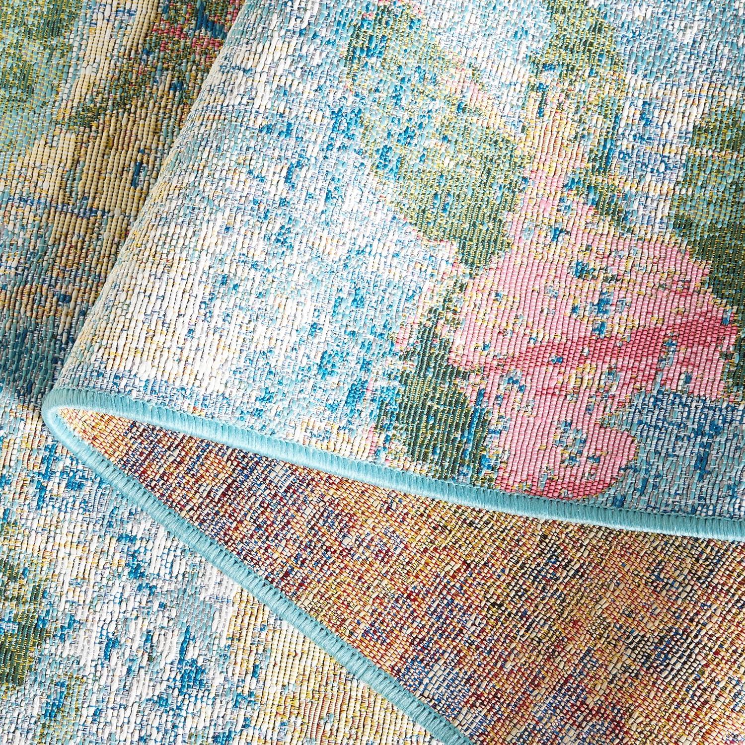 Barbados BAR522 Power Loomed Indoor/Outdoor Area Rug - Light Blue/Green - 4'x6' - Safavieh.