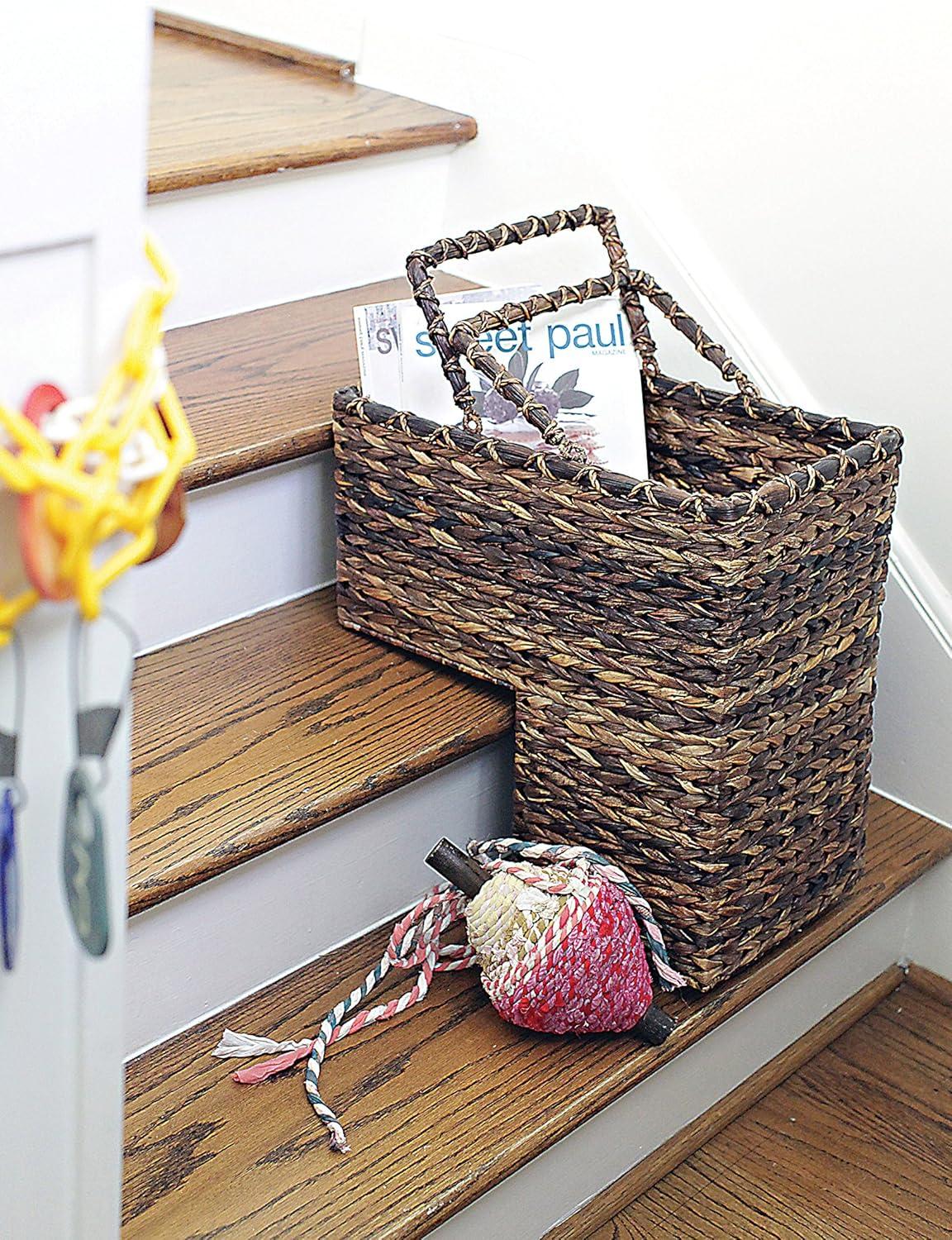 Natural Rattan Rectangular Storage Stair Basket