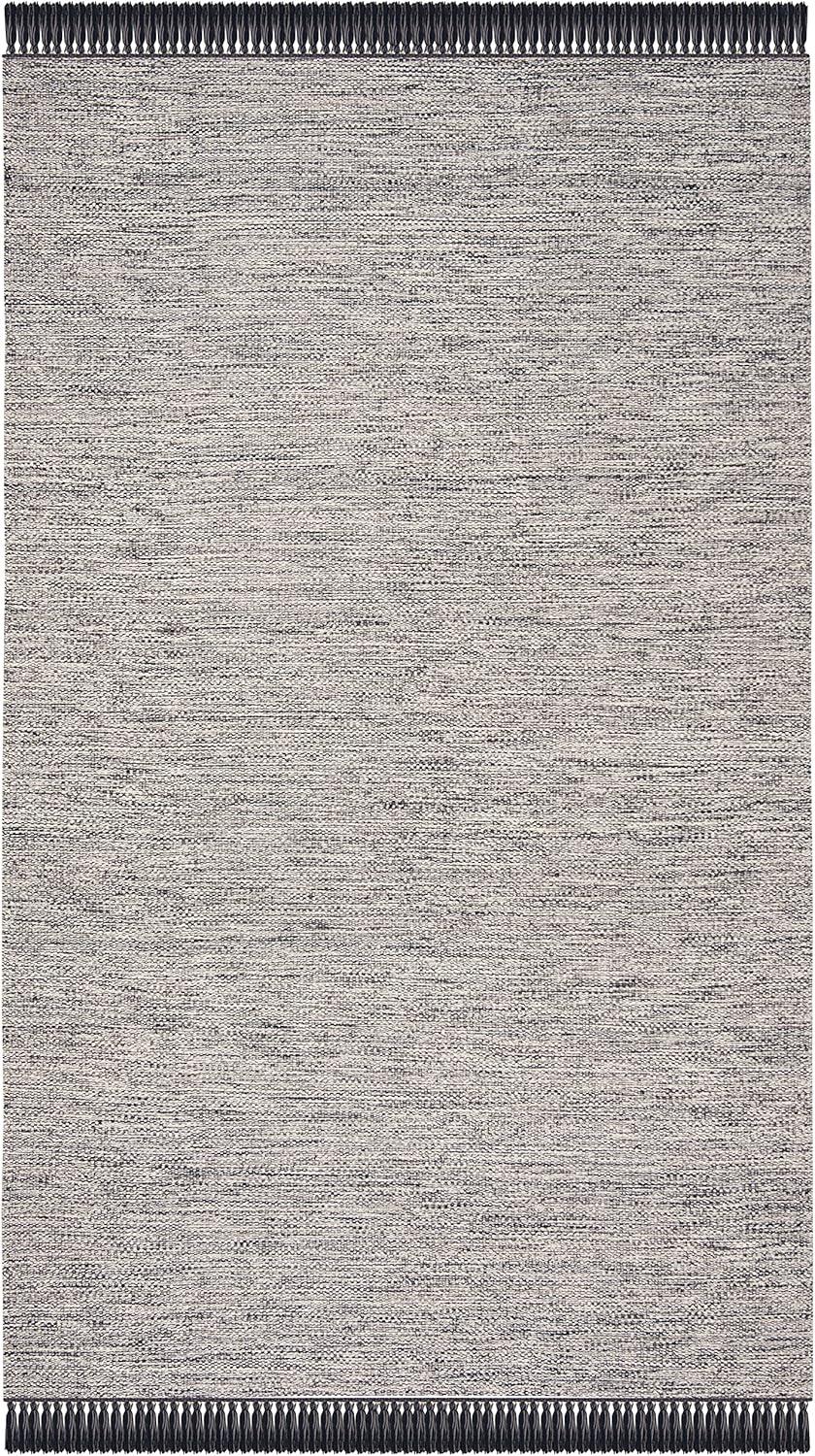 Coastal Charm Hand-Woven Cotton Flatweave Rug, 8' x 10', Gray