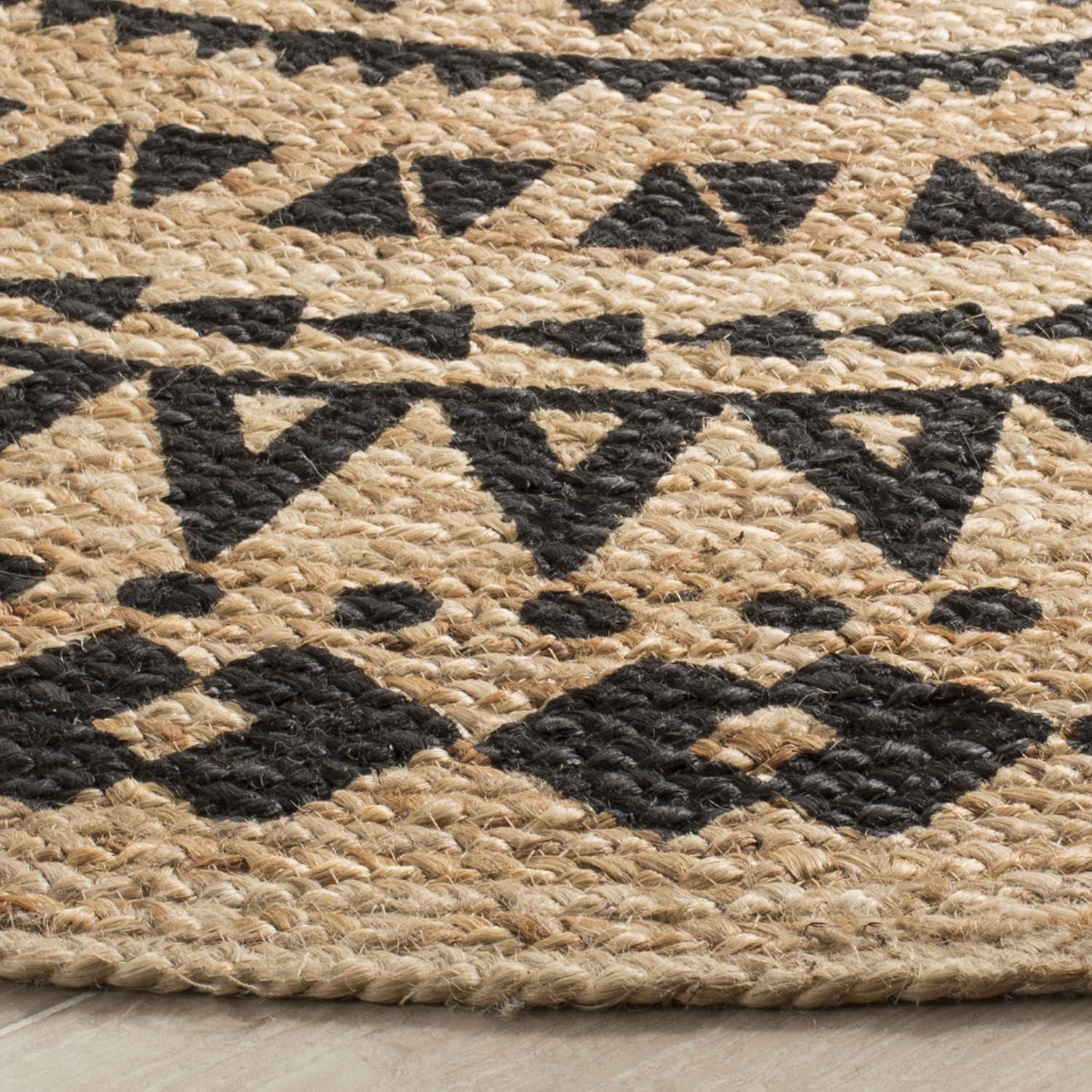 Natural Fiber NF802 Hand Woven Indoor Area Rug - Black/Natural - 5' Round - Safavieh