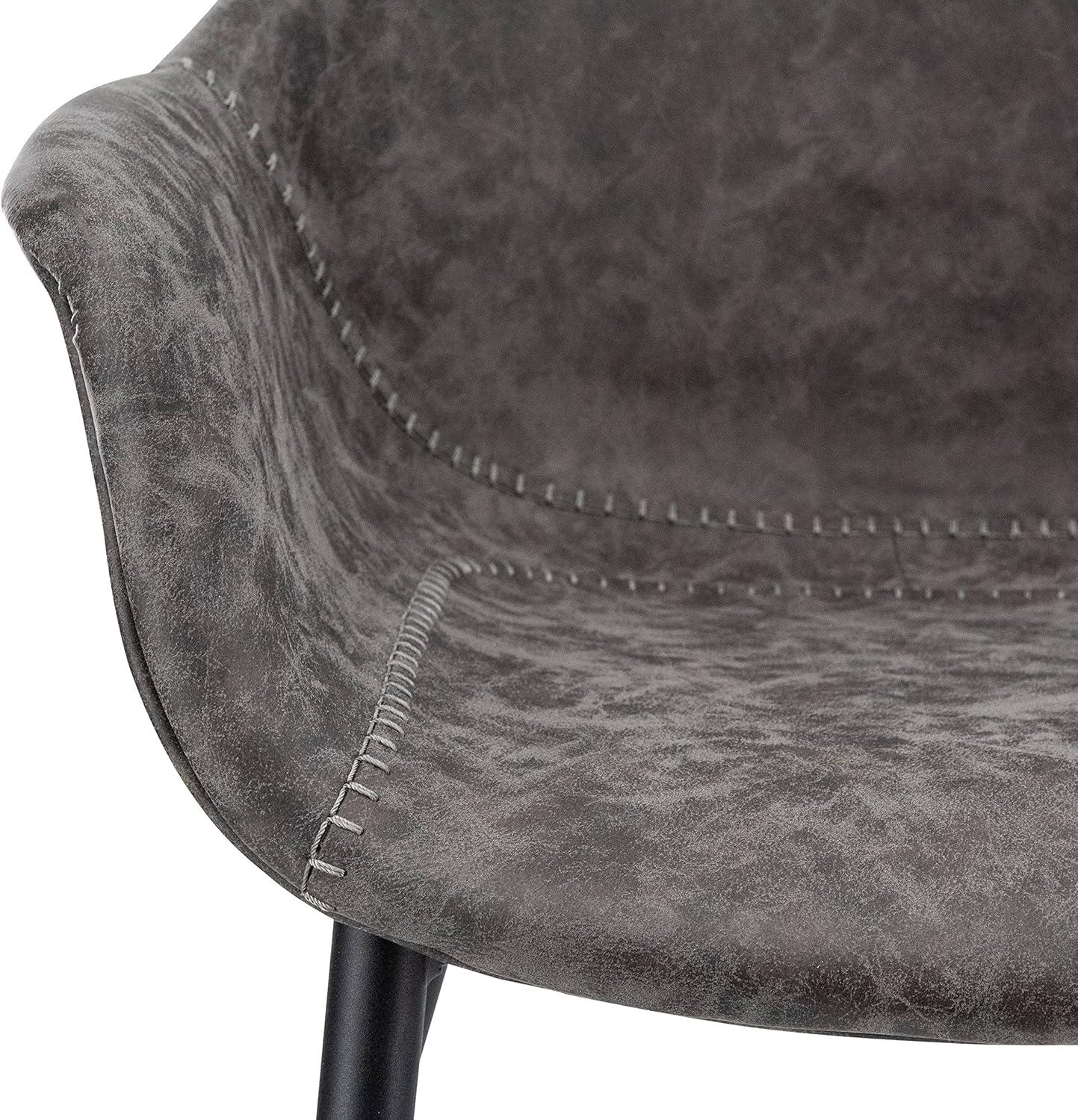 LeisureMod Markley Leather Dining Chair with Black Metal Legs Upholstered Seat Modern Design Perfect for Kitchen Dining Room Office or Lounge Seating