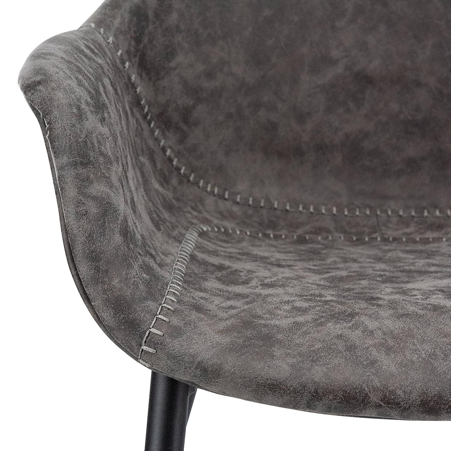 LeisureMod Markley Leather Dining Chair with Black Metal Legs Upholstered Seat Modern Design Perfect for Kitchen Dining Room Office or Lounge Seating