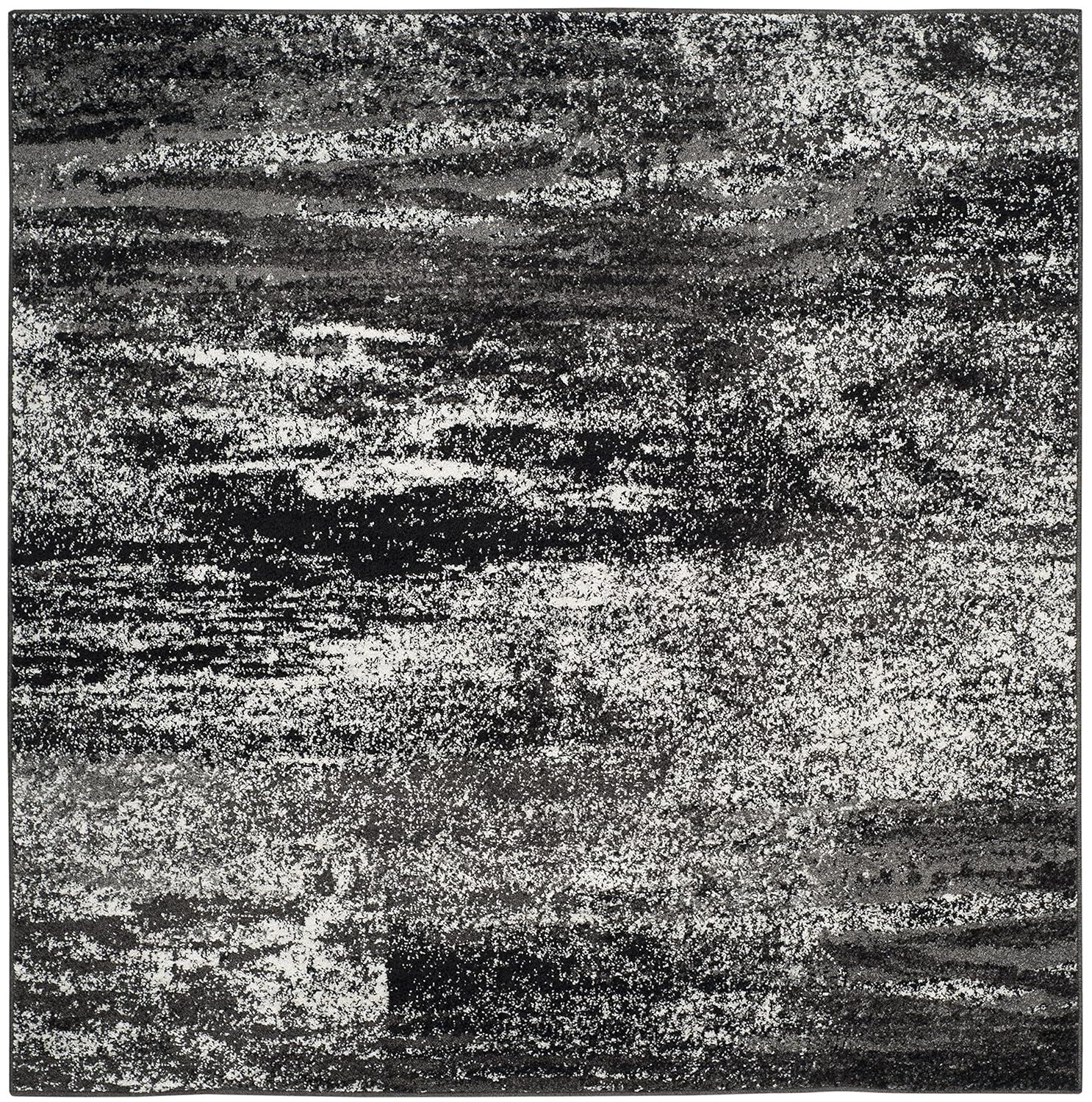 Adirondack ADR112 Machine Made Indoor Area Rug - Silver/Black - 4'x4' - Safavieh