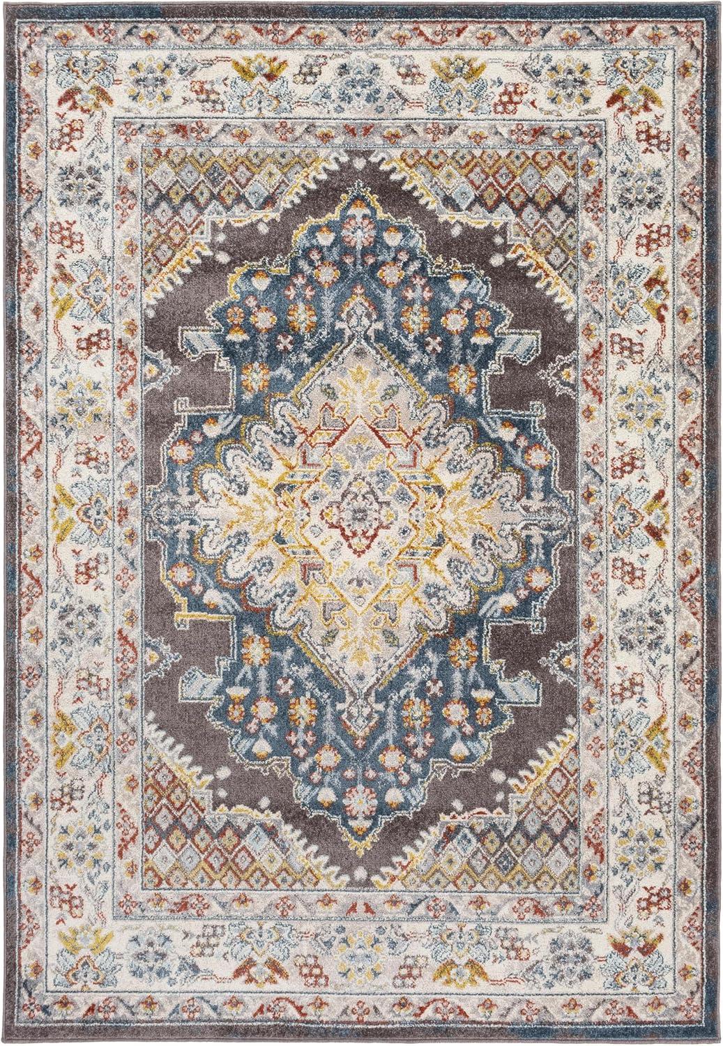 Livabliss Ankara Oriental Medallion Area Rug,5'3" x 7',Dark Brown