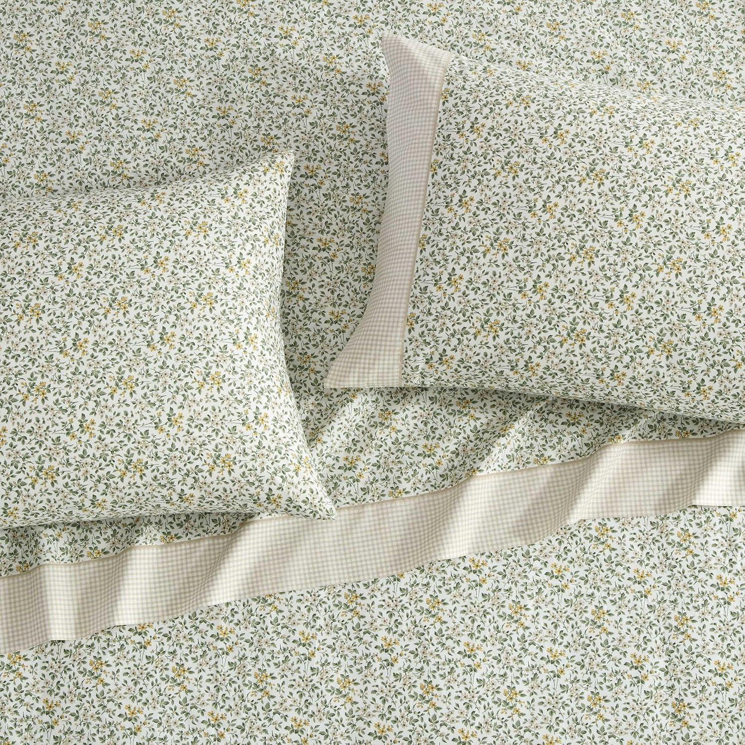 Tierney Twin Cotton Percale Floral Print Sheet Set