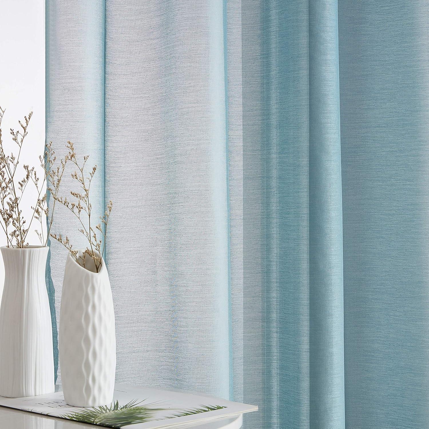 Ebern Designs Lauren Polyester Semi Sheer Curtain Pair (Set of 2)