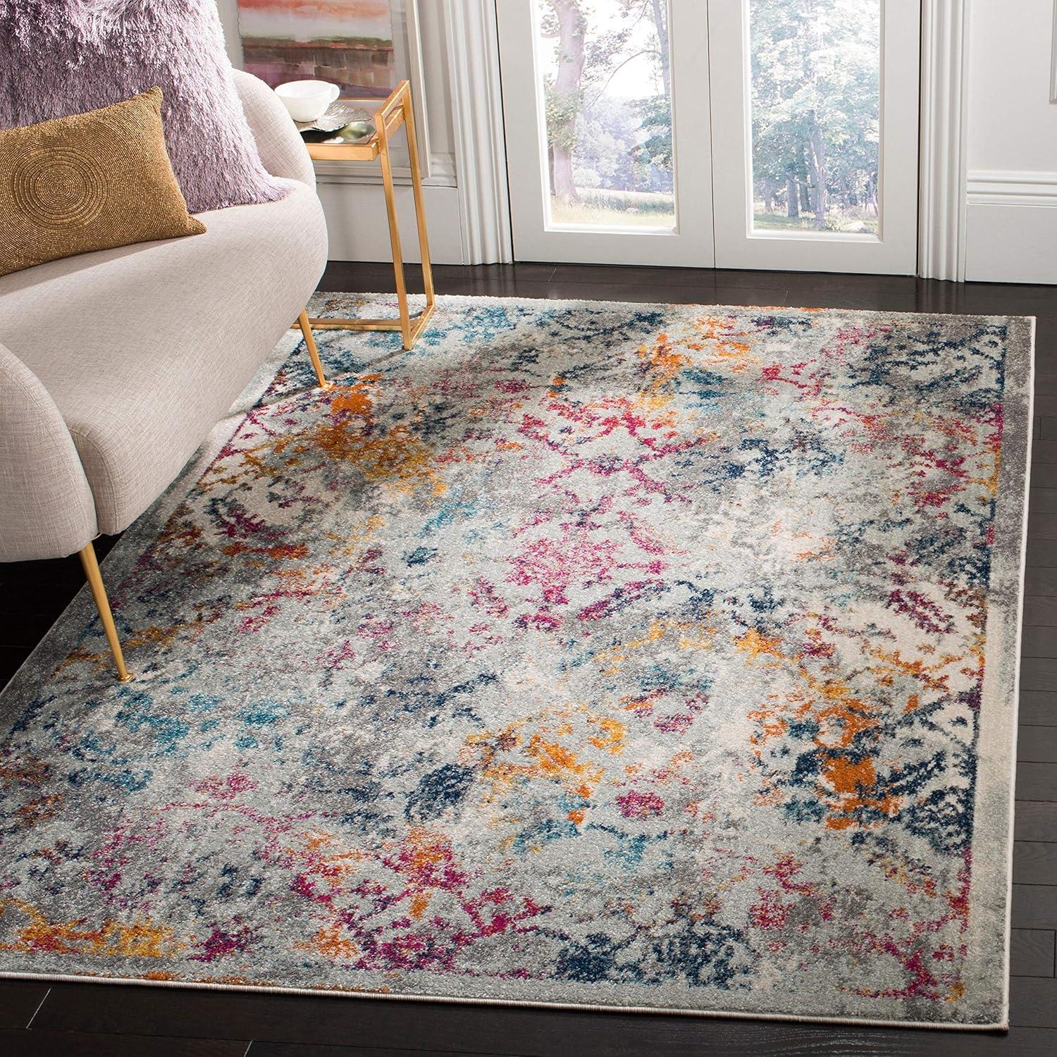 Reversible Metro-Mod Blue Synthetic 4' x 6' Area Rug