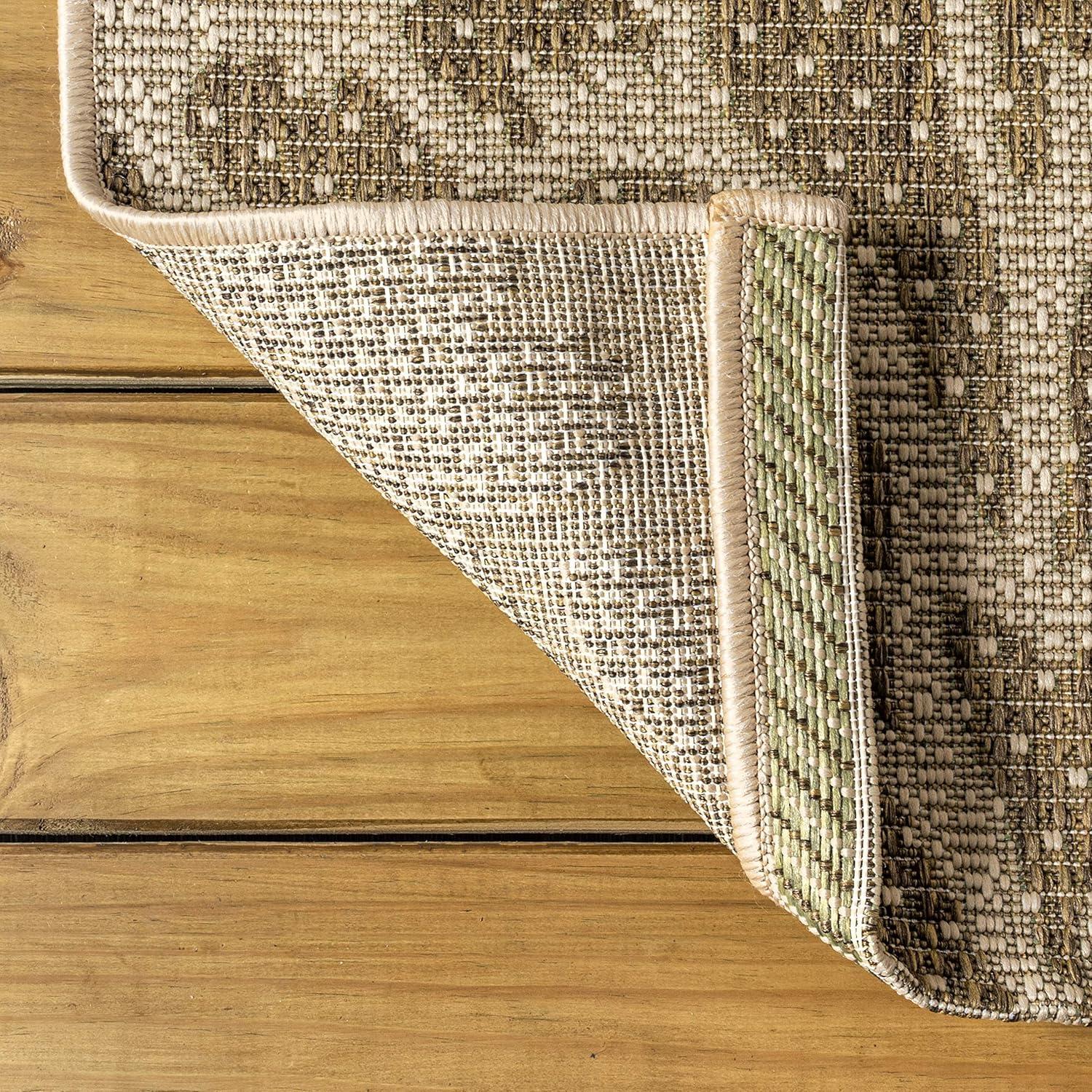 3'x5' Zinnia Modern Floral Textured Weave Indoor/Outdoor Area Rug, Sage/Brown - JONATHAN Y