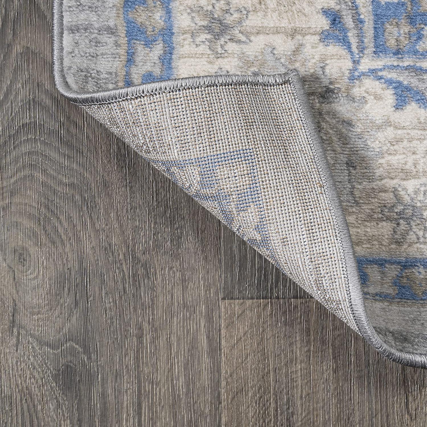 4' X 6' Modern Persian Vintage Moroccan Traditional Area Rug, Gray/Blue - JONATHAN Y