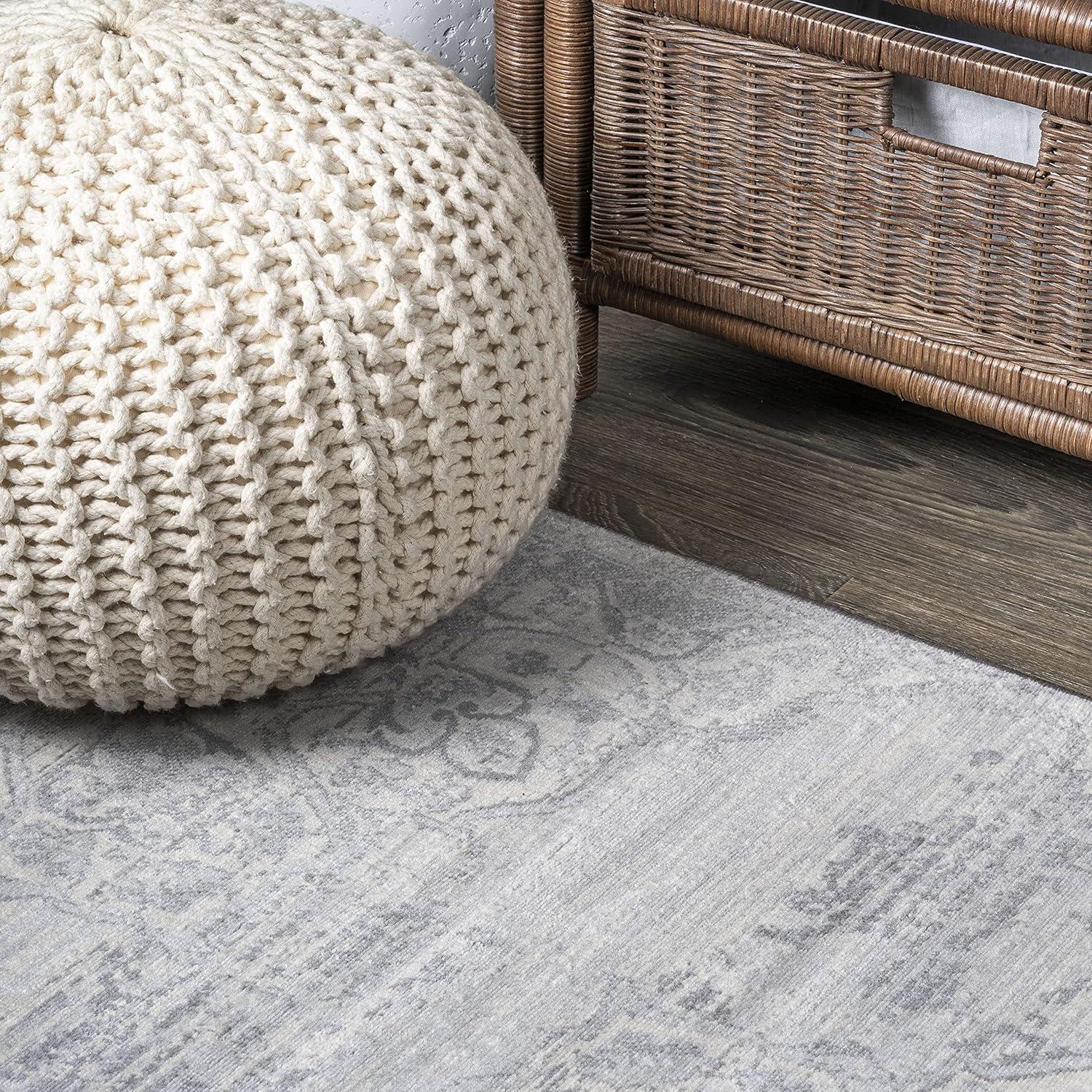 6' x 6' Modern Persian Vintage Moroccan Medallion Area Rug, Light Gray - JONATHAN Y