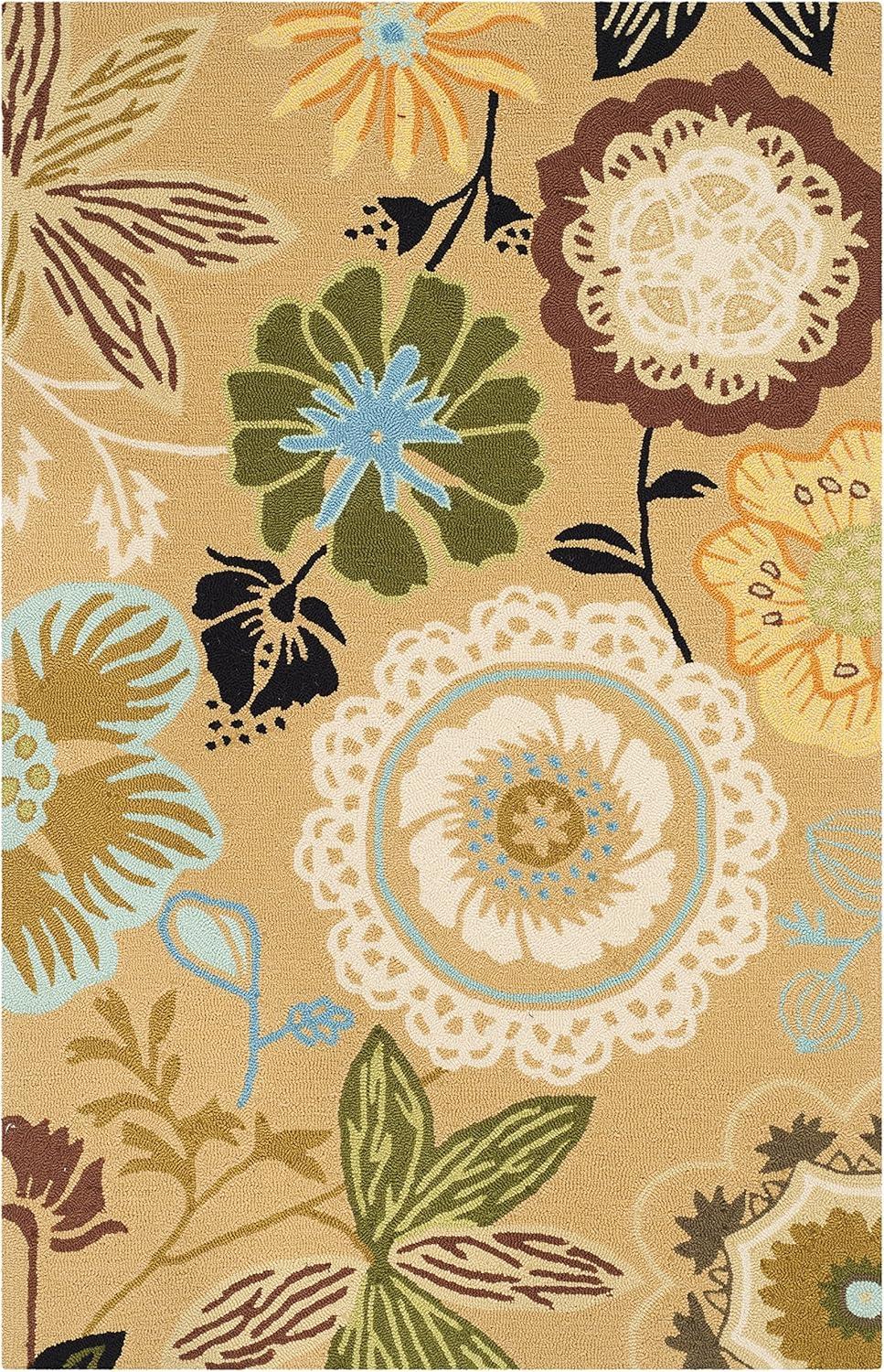 Four Seasons FRS472 Hand Hooked Area Rug - Taupe/Multi - 3'6"x5'6" - Safavieh.