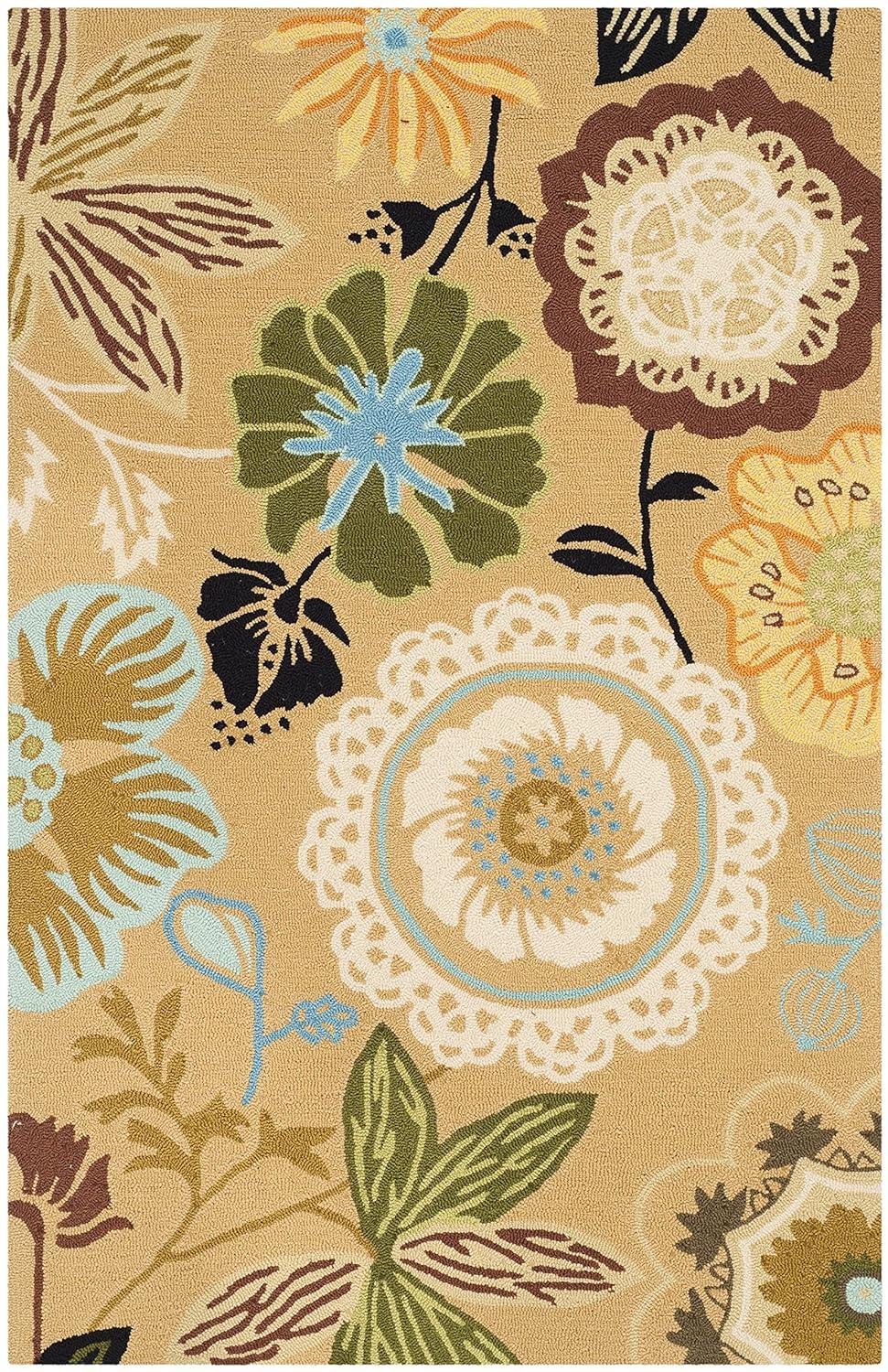 Four Seasons FRS472 Hand Hooked Area Rug - Taupe/Multi - 3'6"x5'6" - Safavieh.
