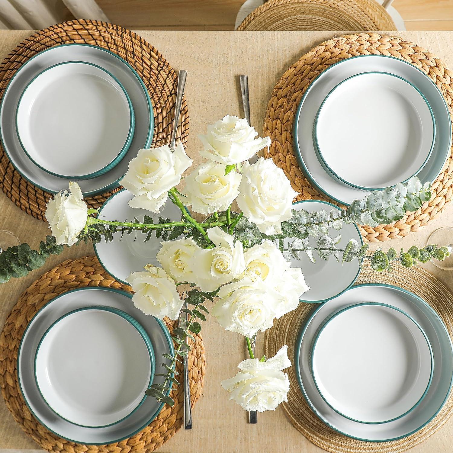 Christian Siriano Christian Siriano Larosso 24-Piece Dinnerware Set with Dinner Bowls and Pasta Bowls, Stoneware