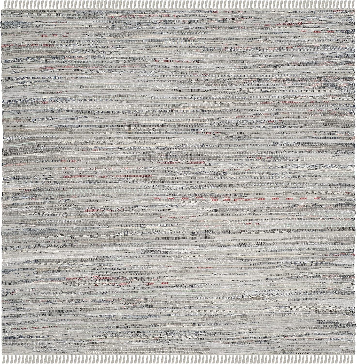 Rag Area Rug RAR121 Hand Woven Area Rug - Grey - 5'x5' - Safavieh.