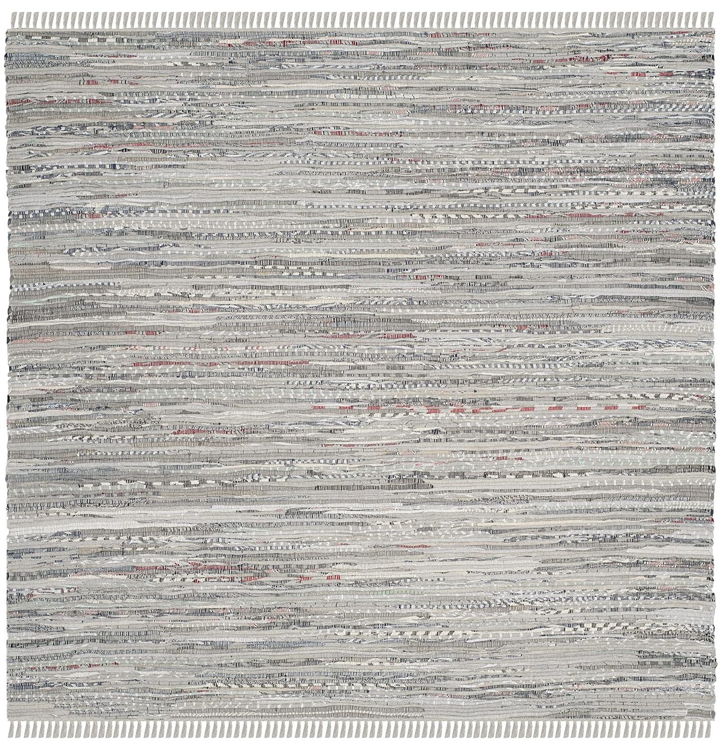 Rag Rug RAR121 Hand Woven Indoor Area Rug - 5'x5' - Grey - Safavieh