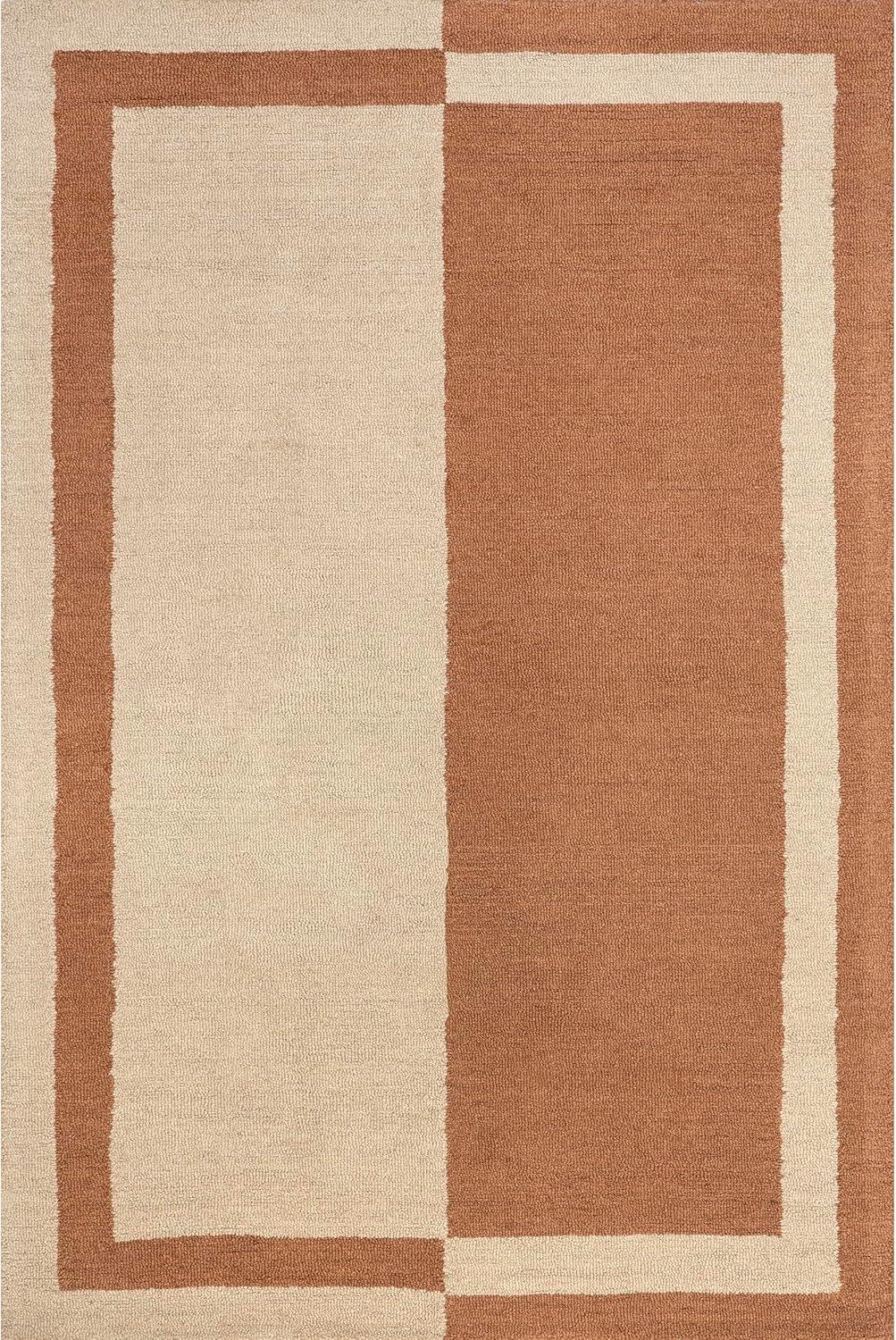 Rust and Beige Wool Flat Woven 4' x 6' Area Rug