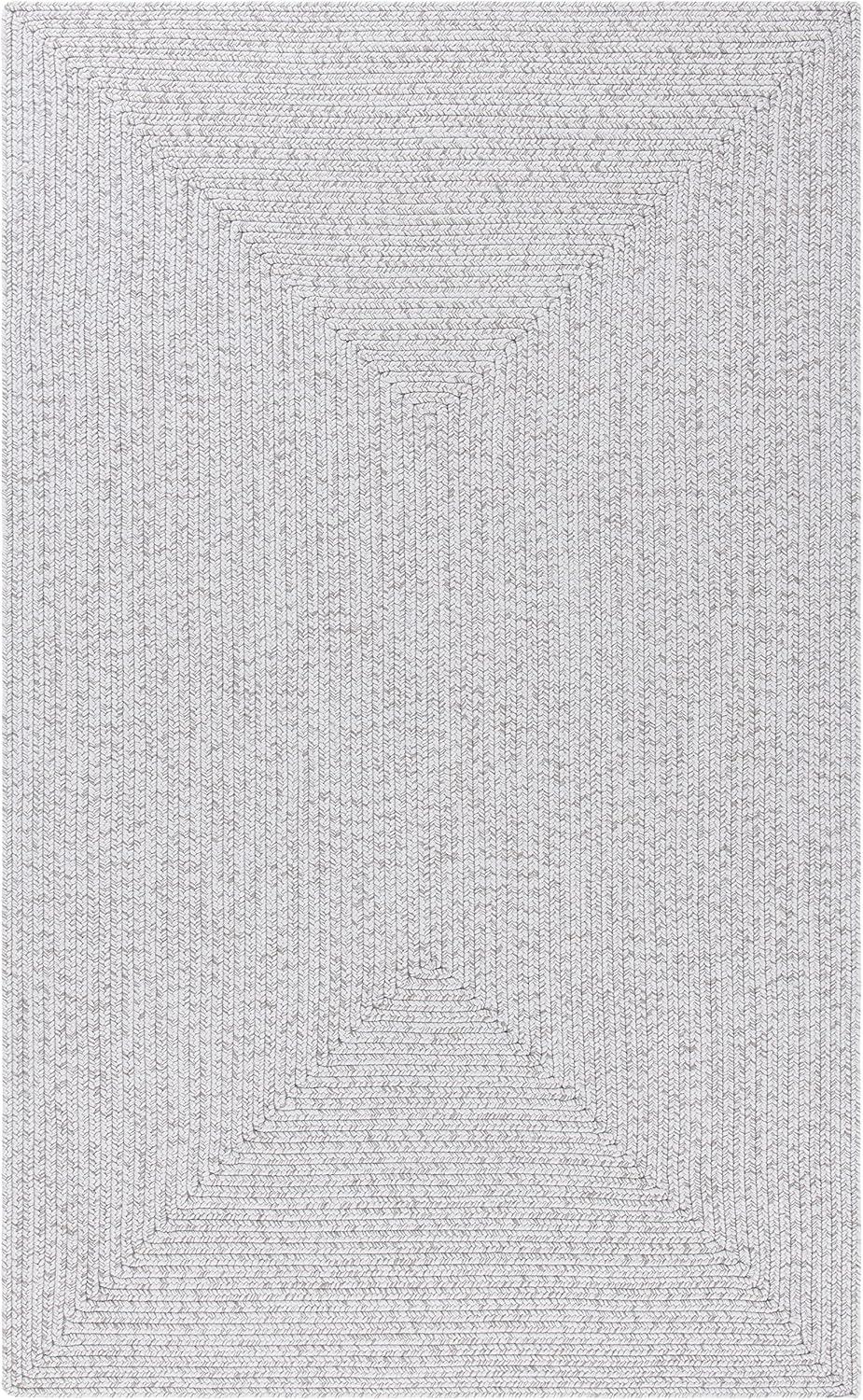 Handwoven Braided Silver & Grey Square Area Rug - 4' x 4'