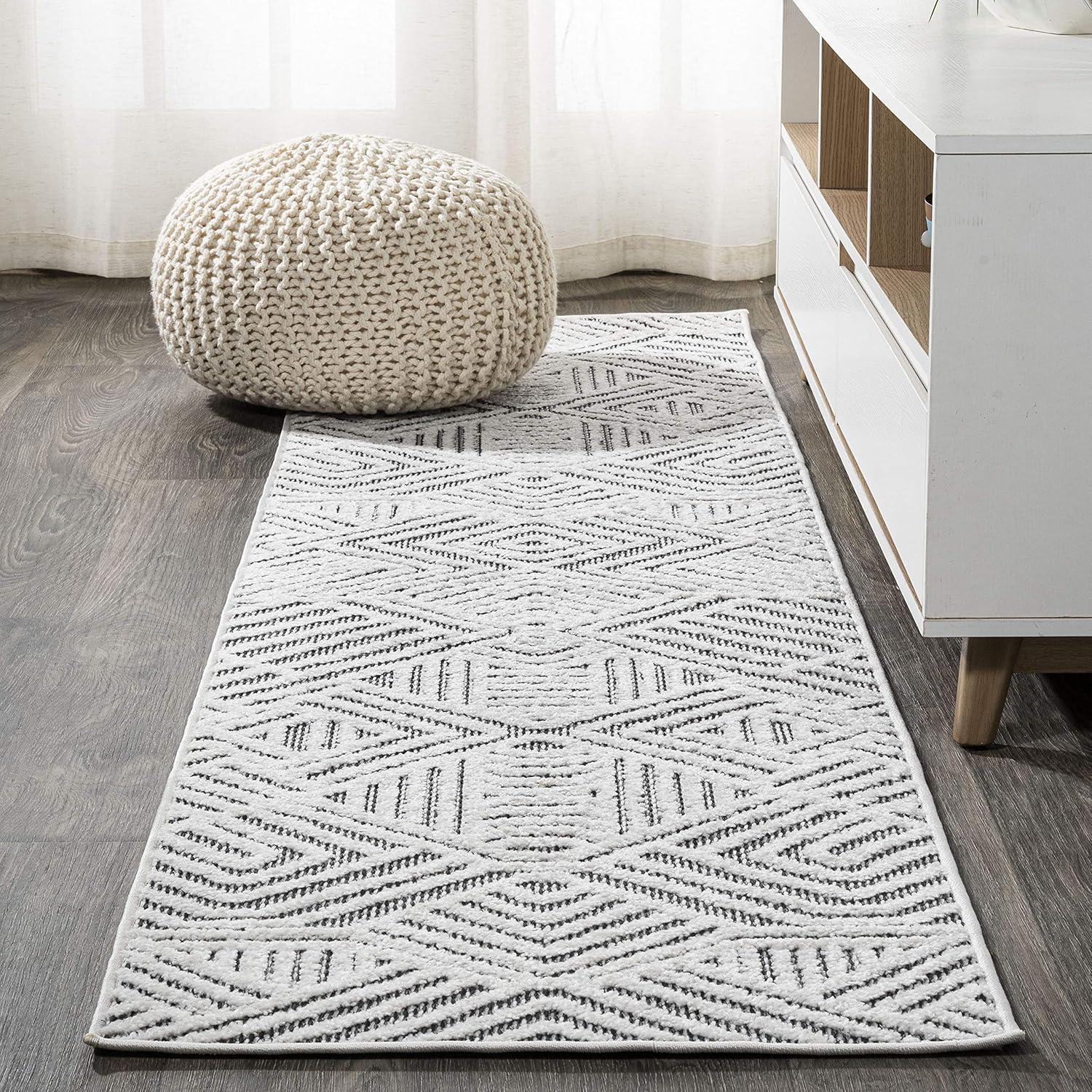 Jordan High-Low Pile Art Deco Geometric Indoor/Outdoor Area Rug  - JONATHAN Y