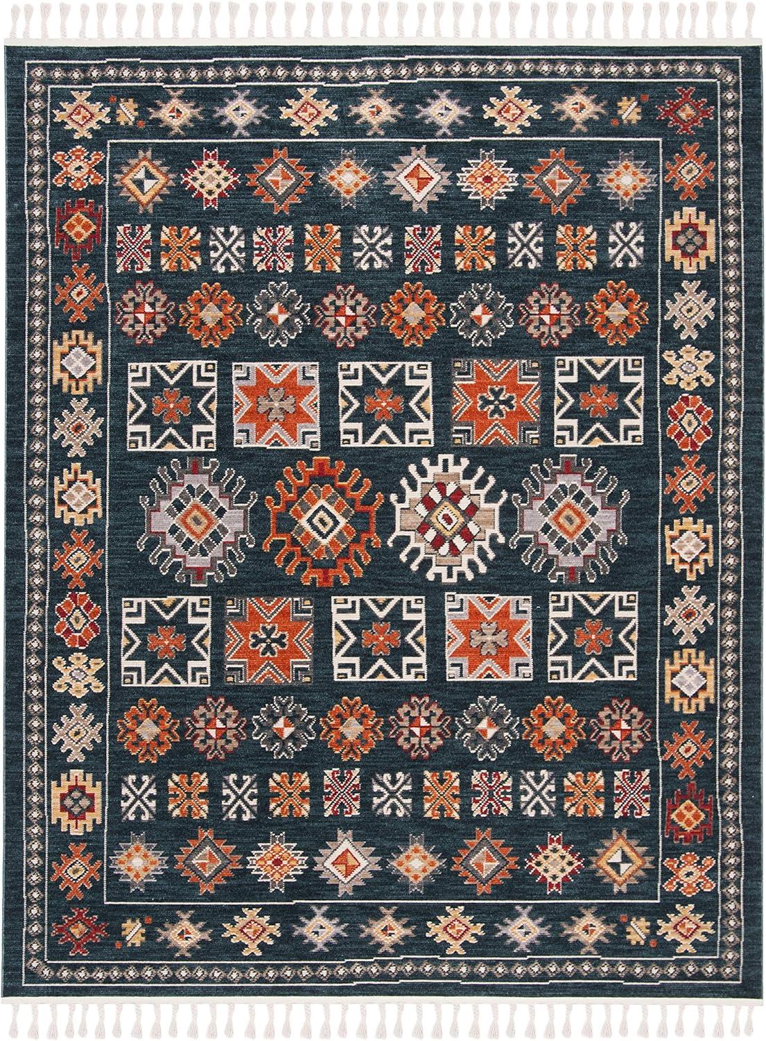 Farmhouse FMH822 Power Loomed Indoor Area Rug - Navy/Orange - 8'x10' - Safavieh