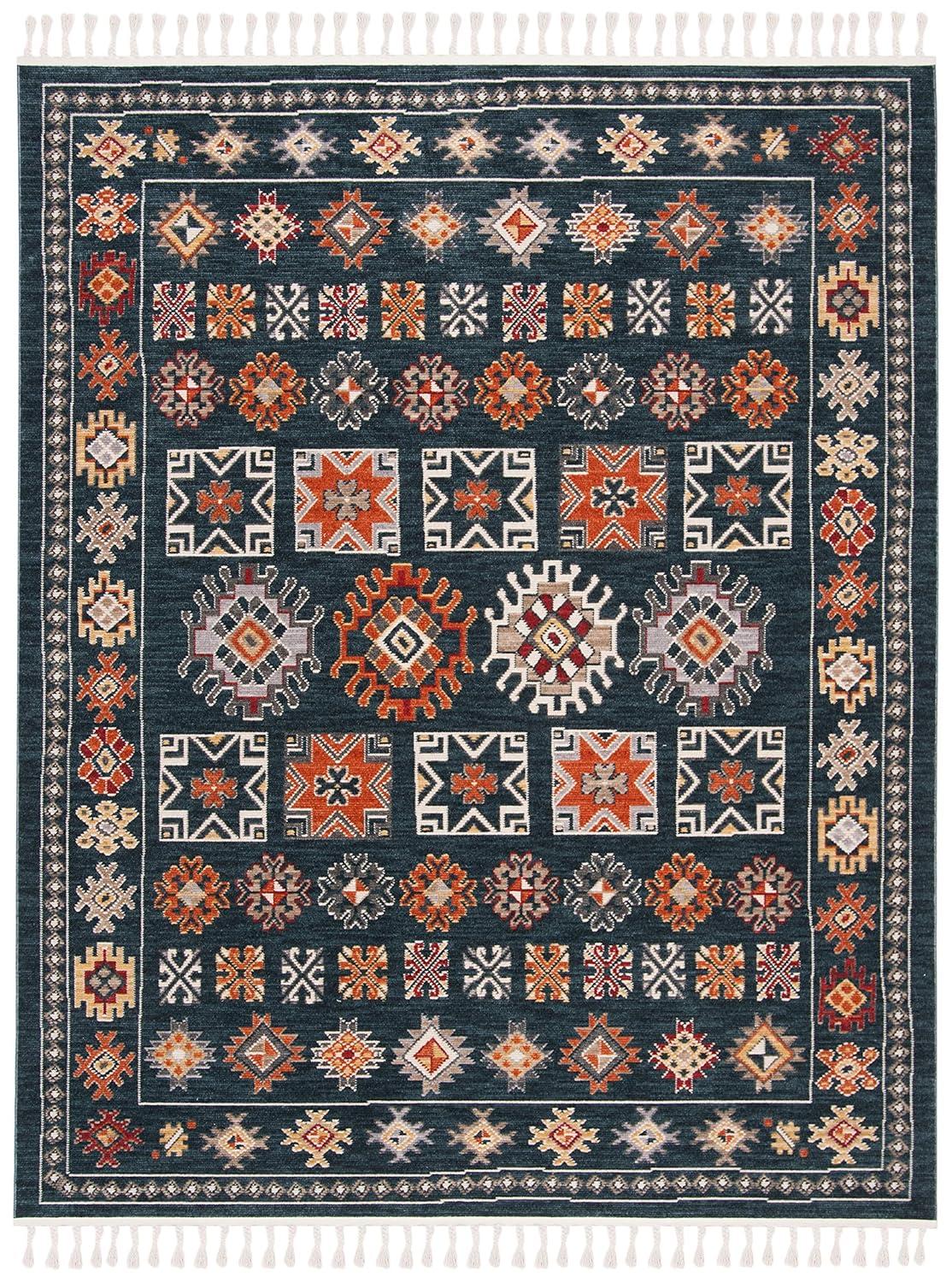 Farmhouse FMH822 Power Loomed Indoor Area Rug - Navy/Orange - 8'x10' - Safavieh