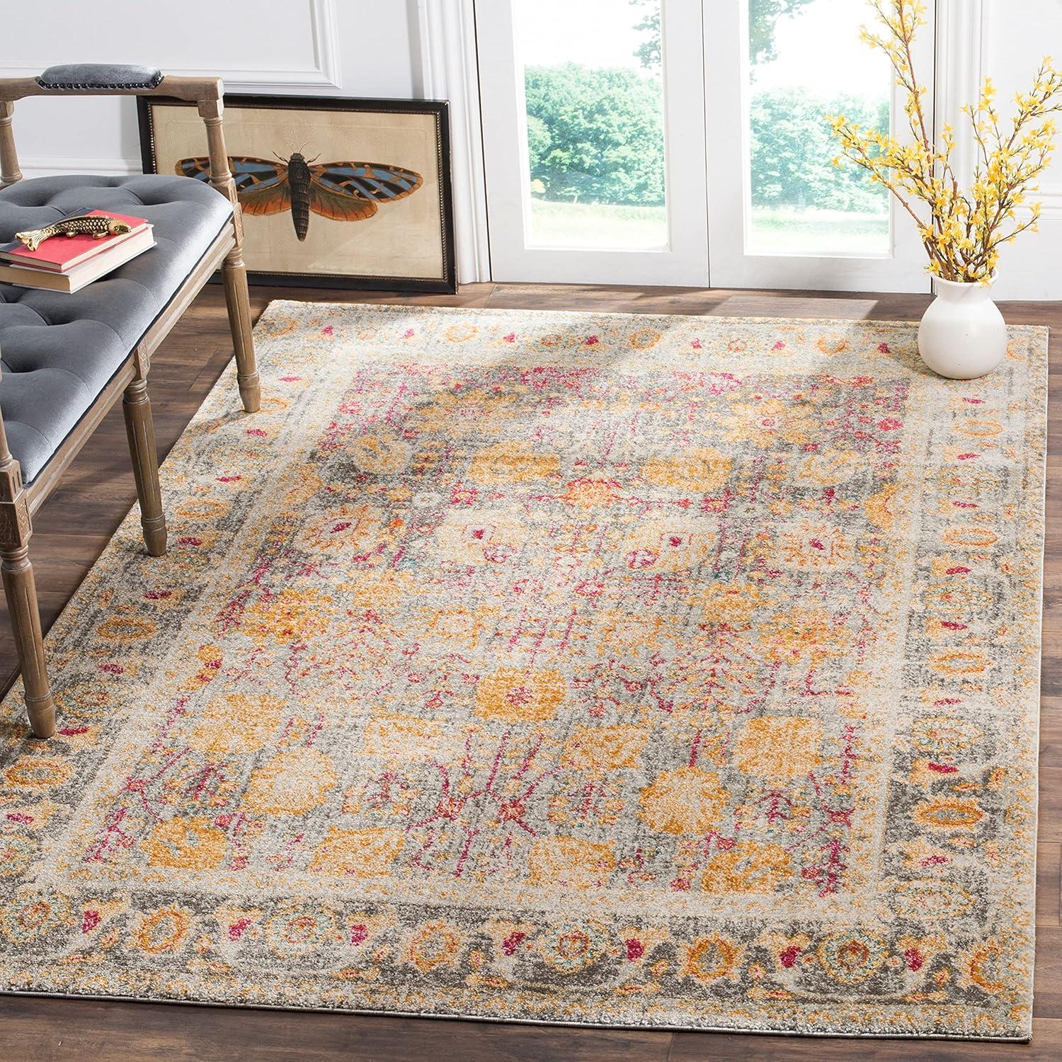 Granada GRA350 Power Loomed Indoor Area Rug - Light Grey/Multi - 4'x6' - Safavieh