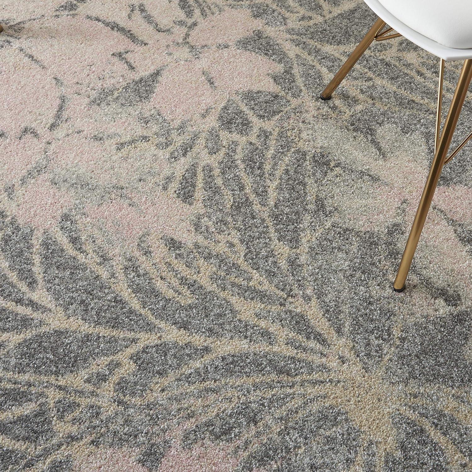 Tranquil TRA08 Beige/Navy Area Rug Contemporary Ombre Floral By Nourison