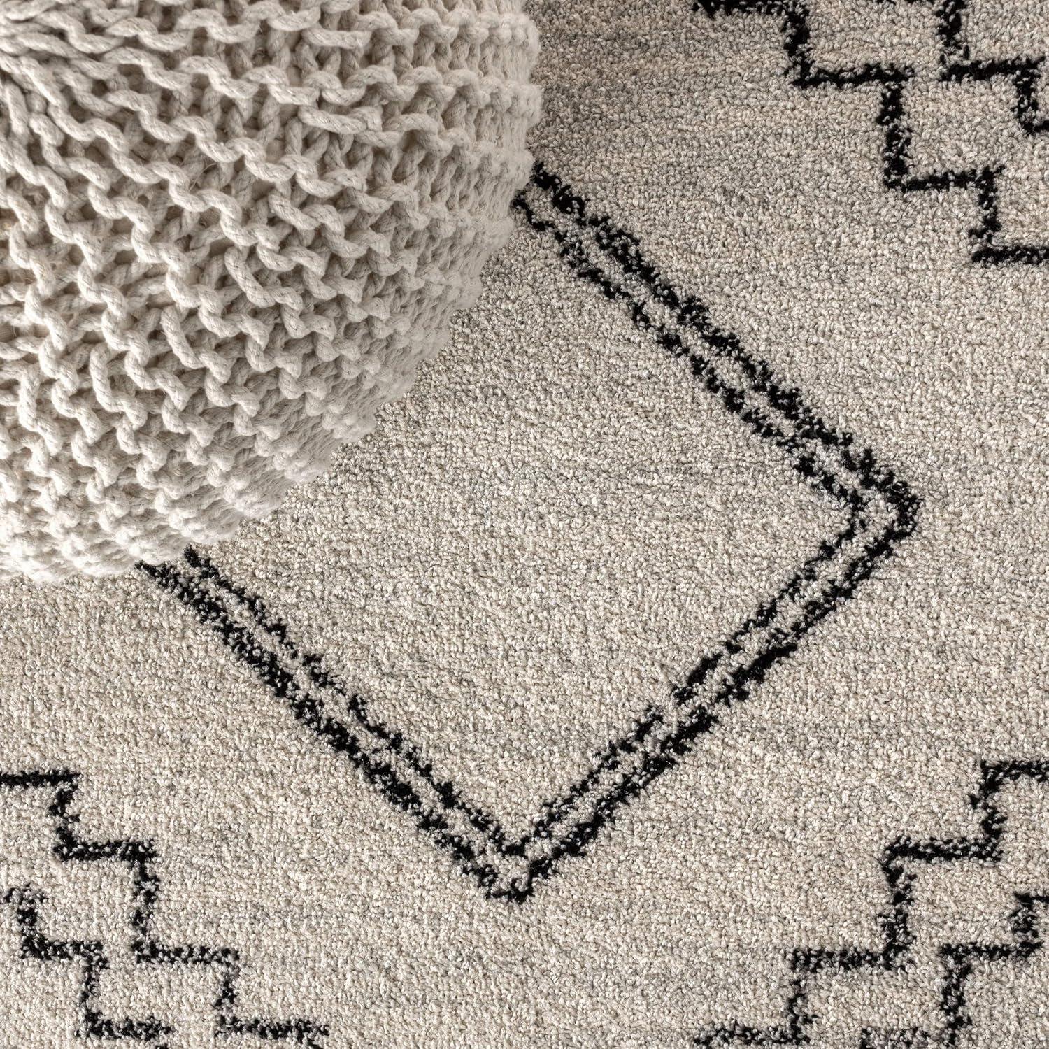 JONATHAN Y Amir Moroccan Beni Souk Cream/Black 3' Square Area Rug