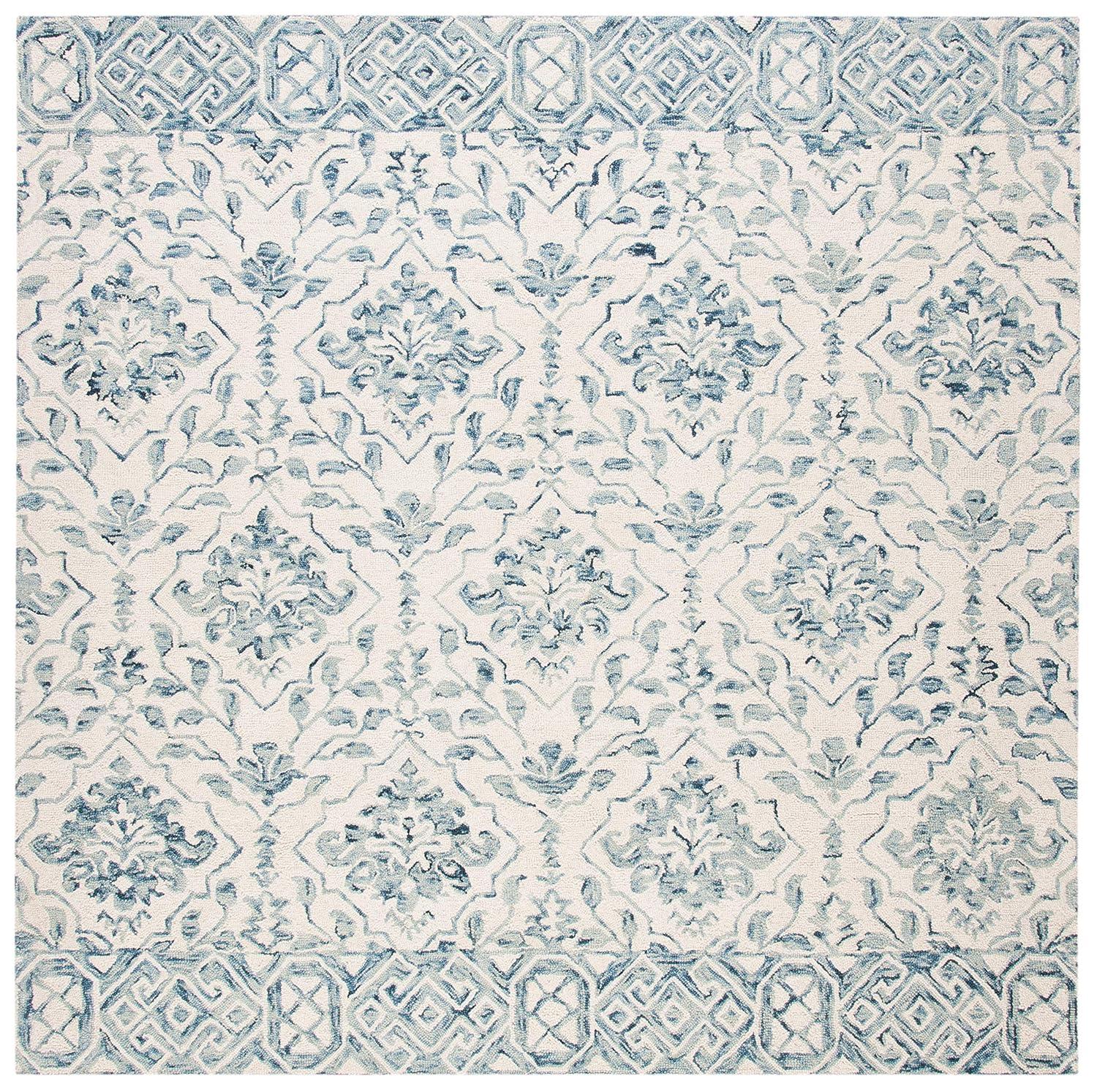 Dip Dye DDY901 Hand Tufted Indoor Accent Rug - Blue/Ivory - 3'x3' - Safavieh