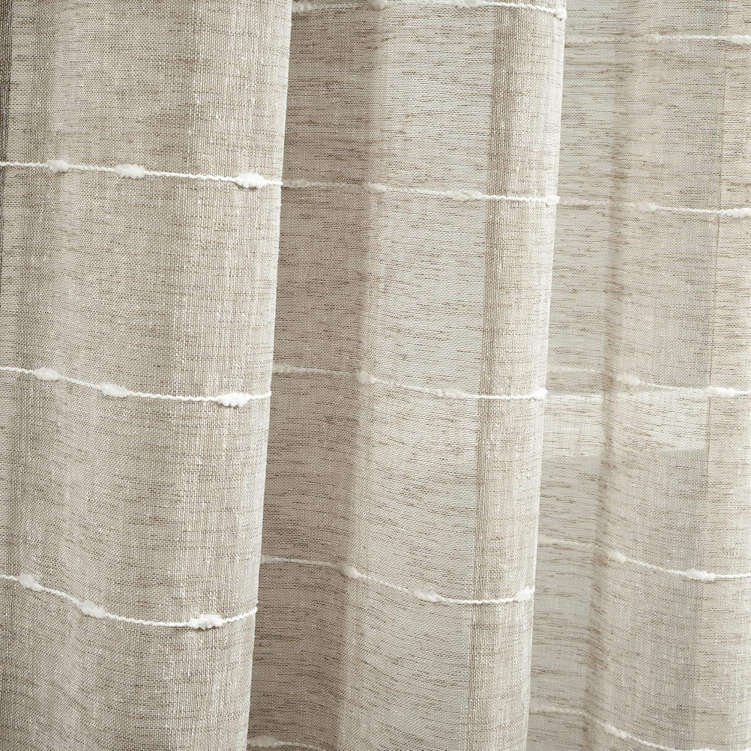 Farmhouse Textured Sheer Polyester Sheer Curtain Pair (Set of 2)