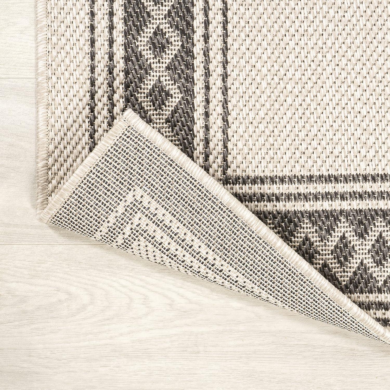 3' x 5' Lucia Classic Diamond Border Indoor/Outdoor Area Rug, Cream/Black - JONATHAN Y
