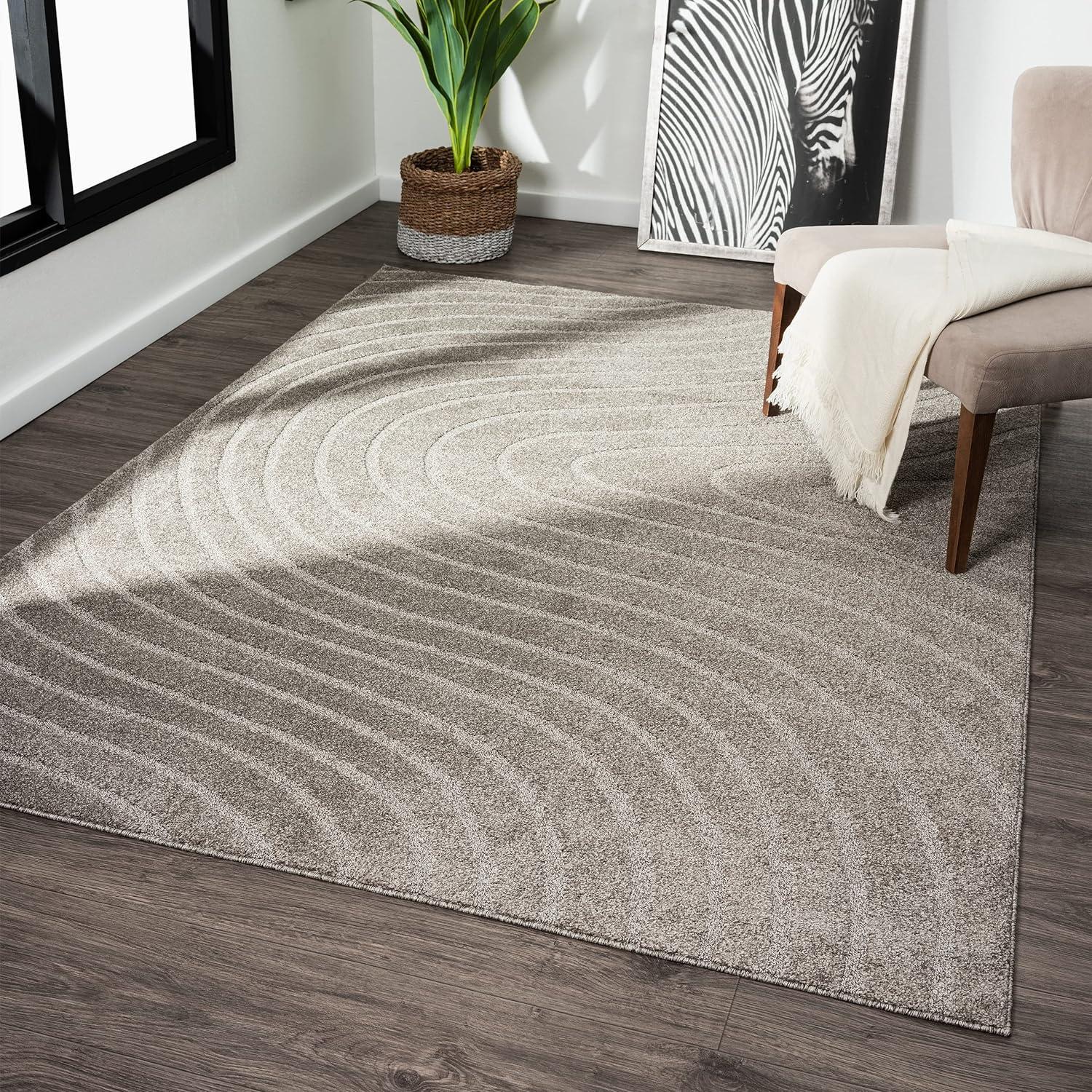 Luxe Weavers Modern Geometric Wave Taupe 5x7 Area Rug