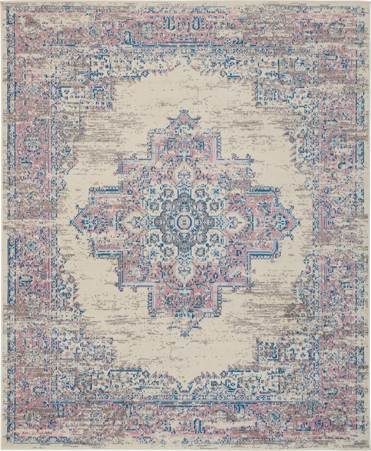 Nourison Grafix GRF14 Ivory/Pink Area Rug 7'10" x 9'10"