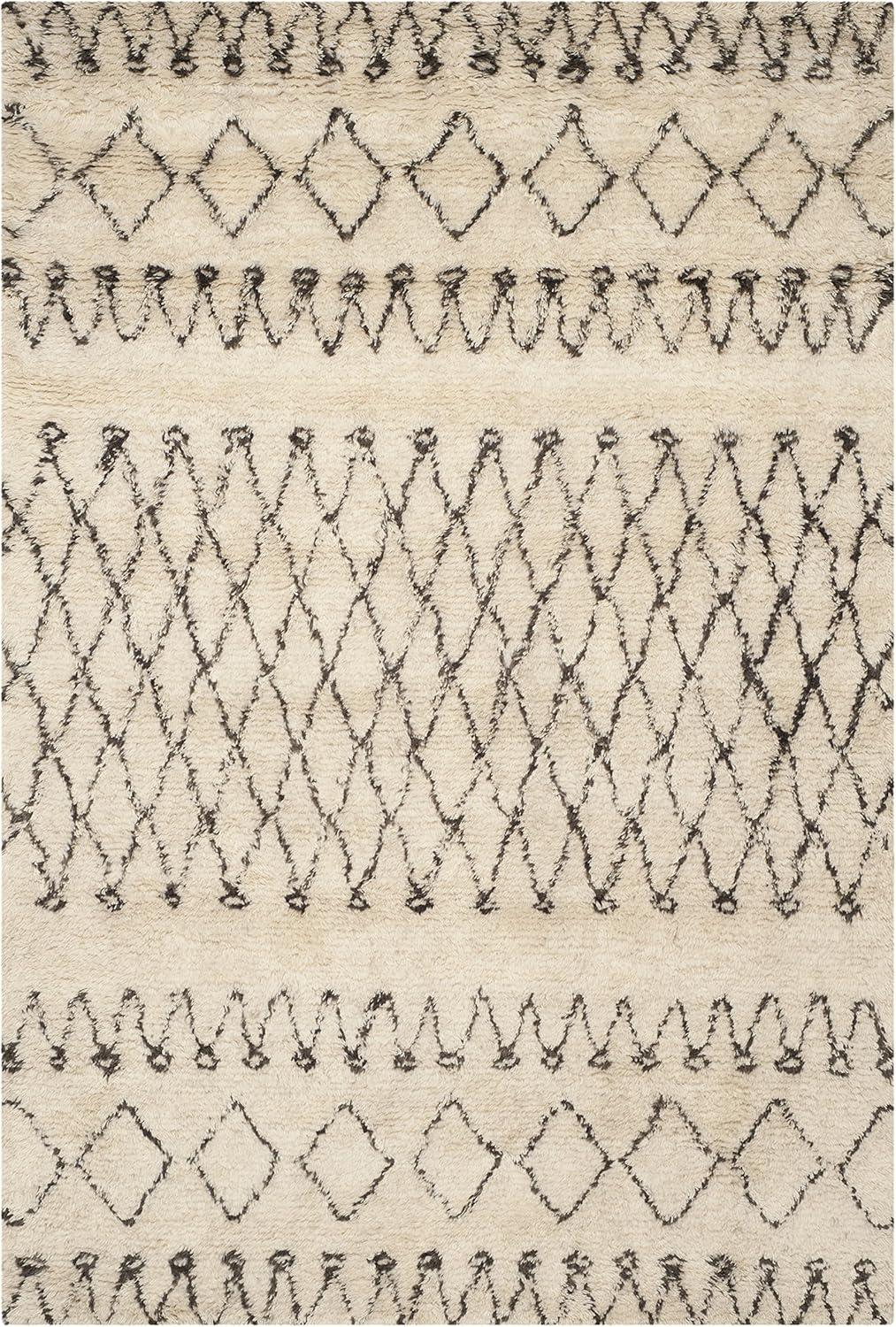 SAFAVIEH Casablanca Domhnall Southwestern Shag Area Rug, Ivory/Dark Brown, 6' x 9'