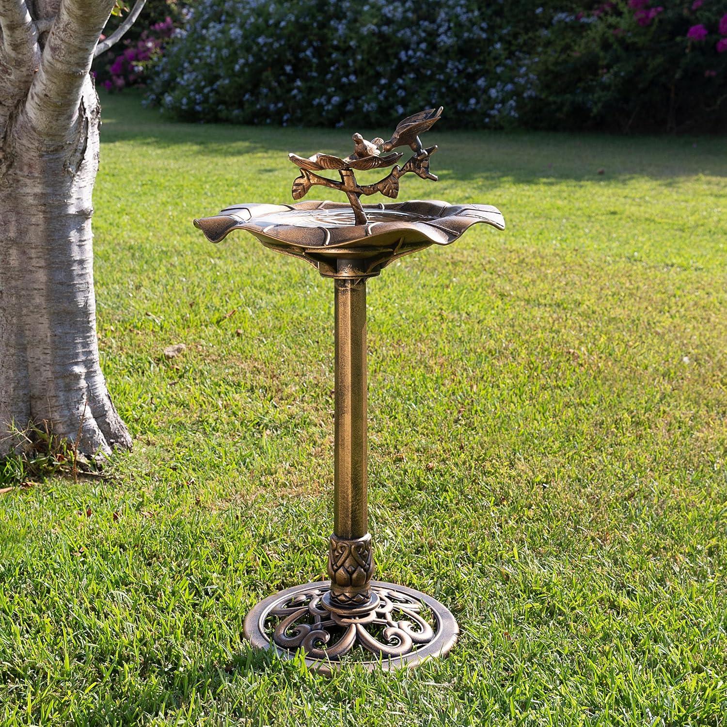 Bronze 34" Plastic Bird Bath with Stand and Stake