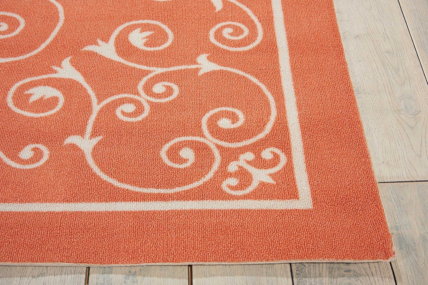 Floral Haven Orange & White Reversible Indoor/Outdoor Rug 5' x 7'