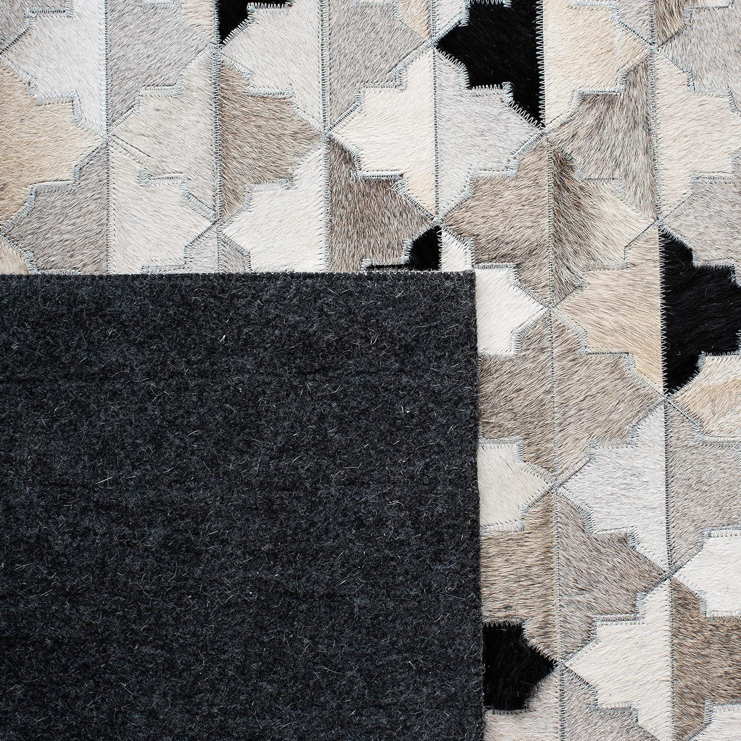 Gray Geometric Flat Woven Cowhide Runner Rug 2'3" x 9'