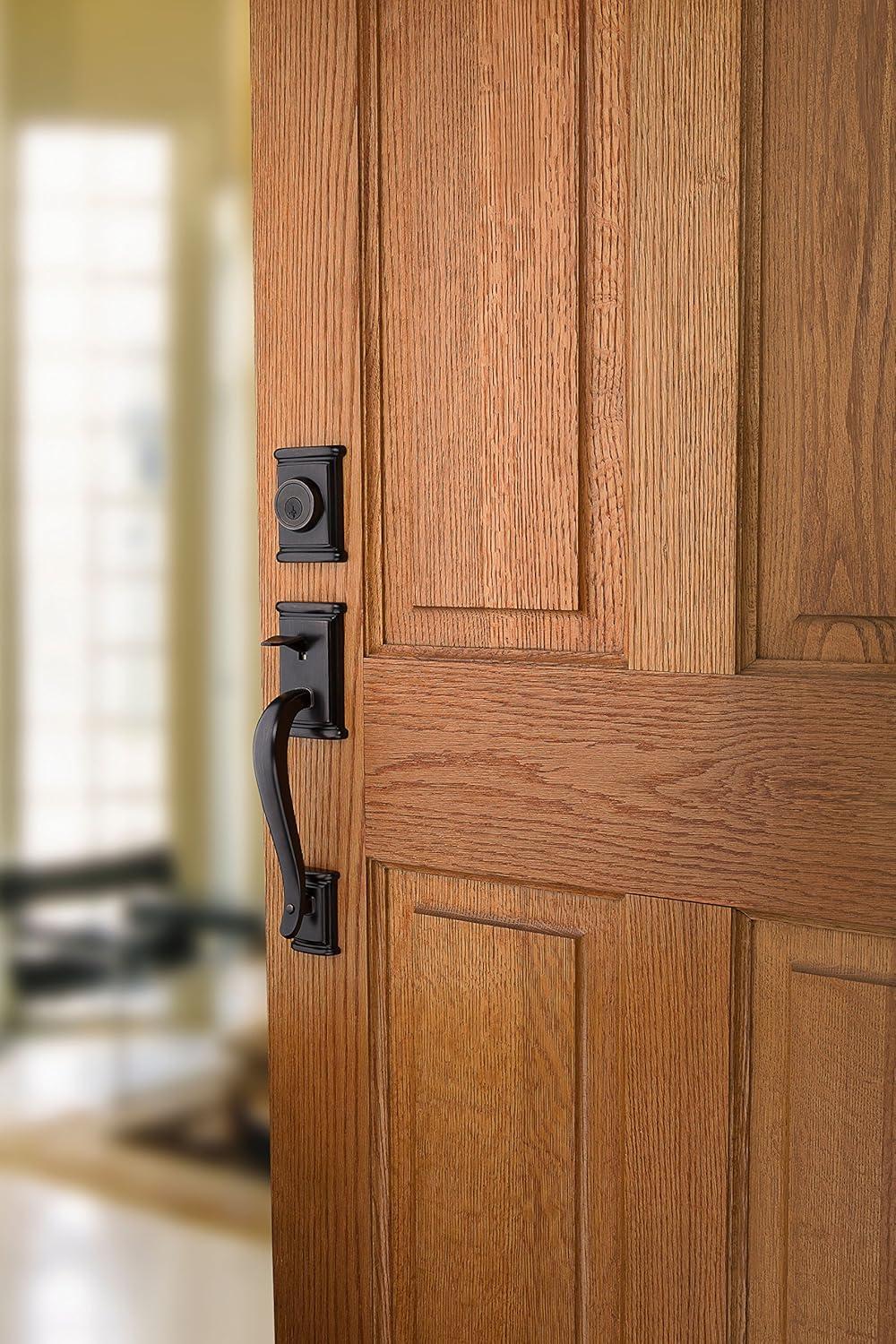 Kwikset Signature Series Ashfield Venetian Bronze Single-Cylinder Deadbolt Keyed entry door handleset with Ashfield Lever and SmartKey