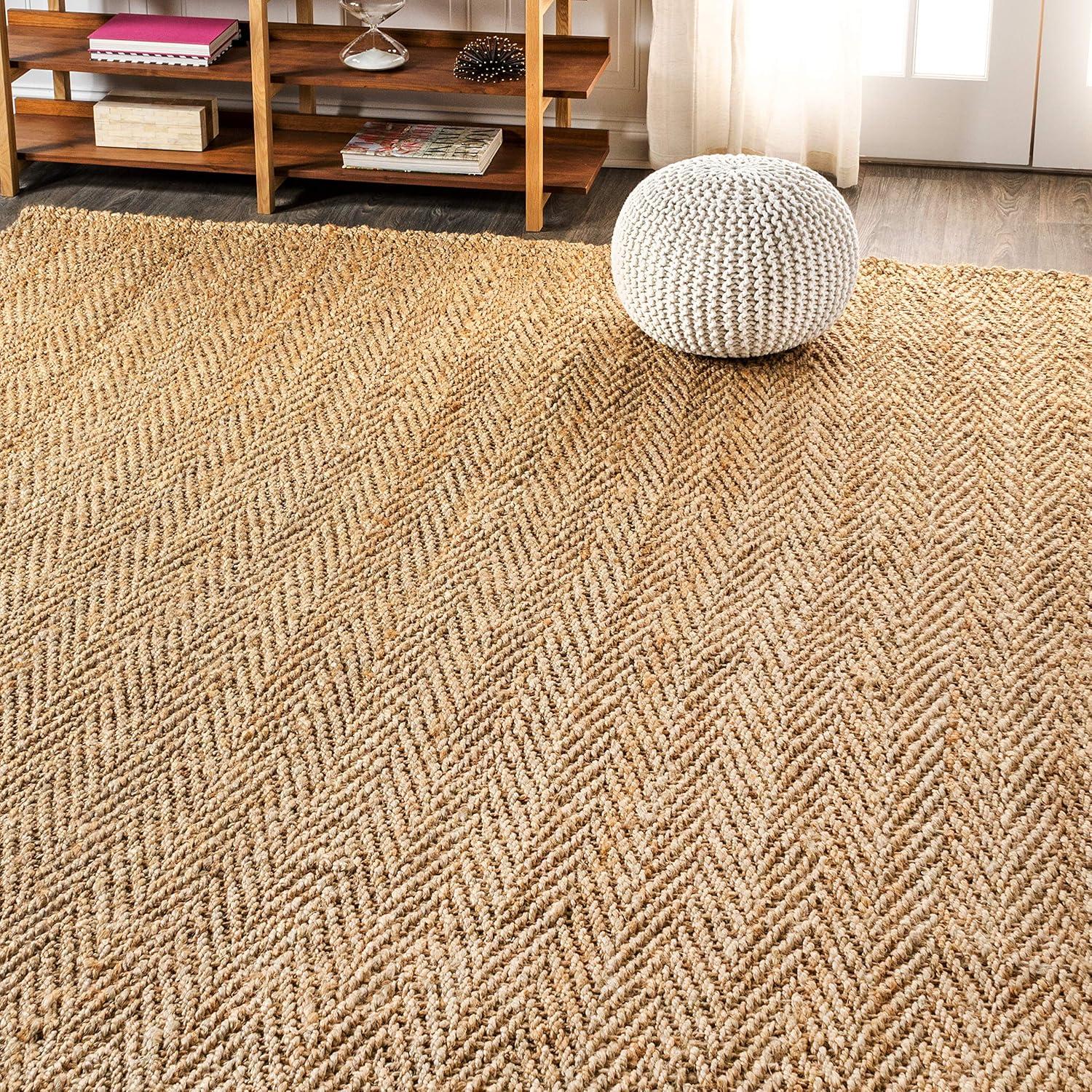 Espina Hand Woven Herringbone Chunky Jute Indoor Area Rug - JONATHAN Y