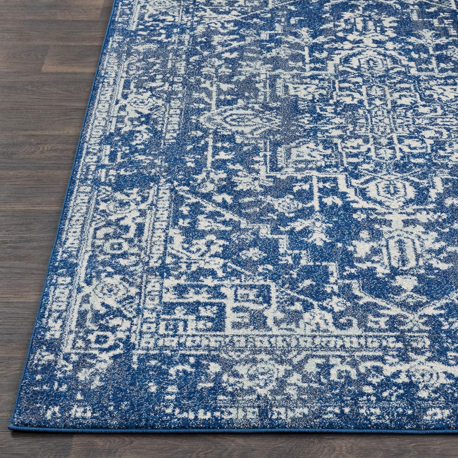 Livabliss 7'10"x10'3" Worsham Traditional Rug Dark Blue: Stain & Fade-Resistant, Medium Pile, Indoor Use