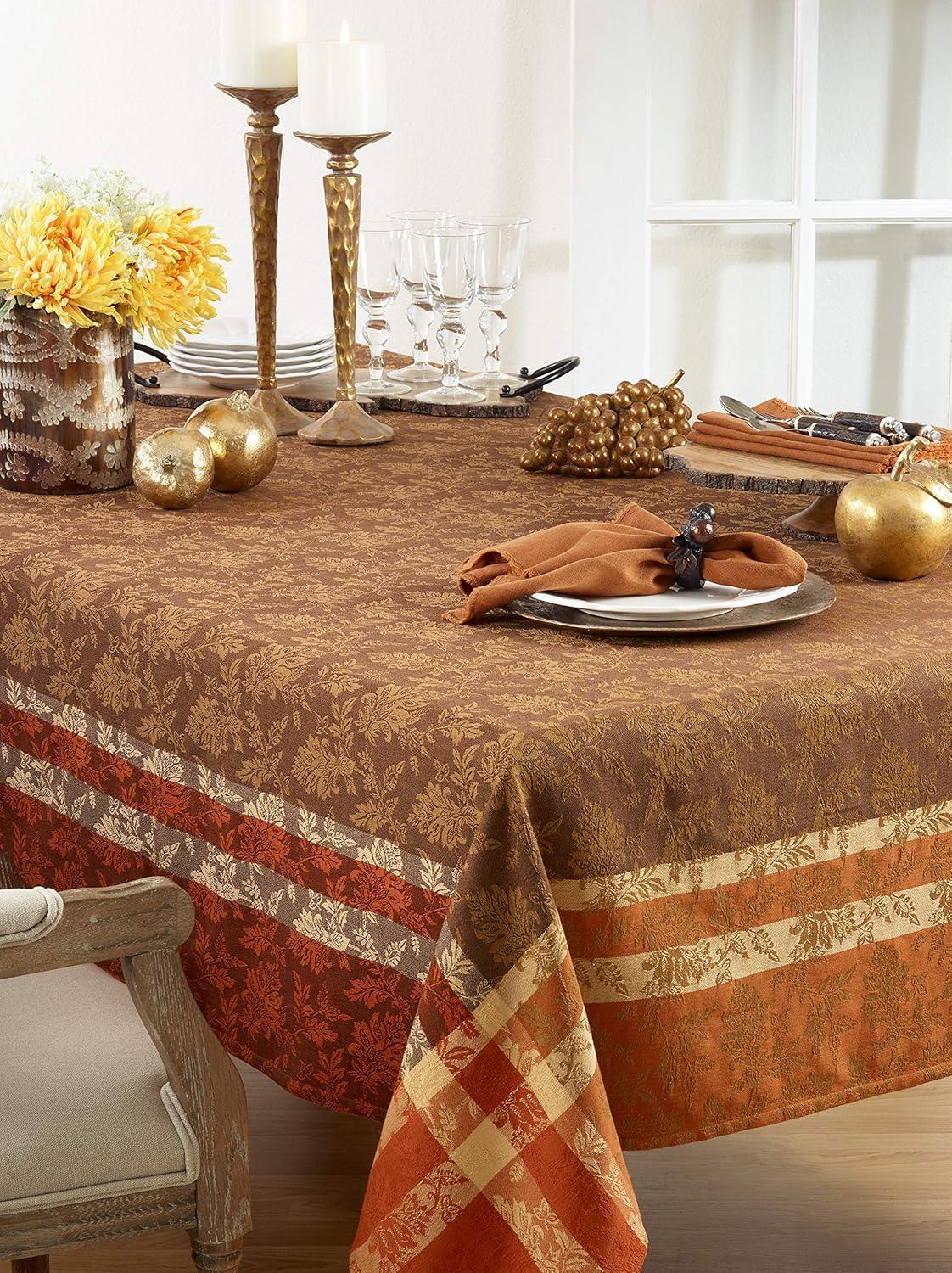 Saro Lifestyle Fall Leaf Tablecloth, Terracotta, 70" x 70"