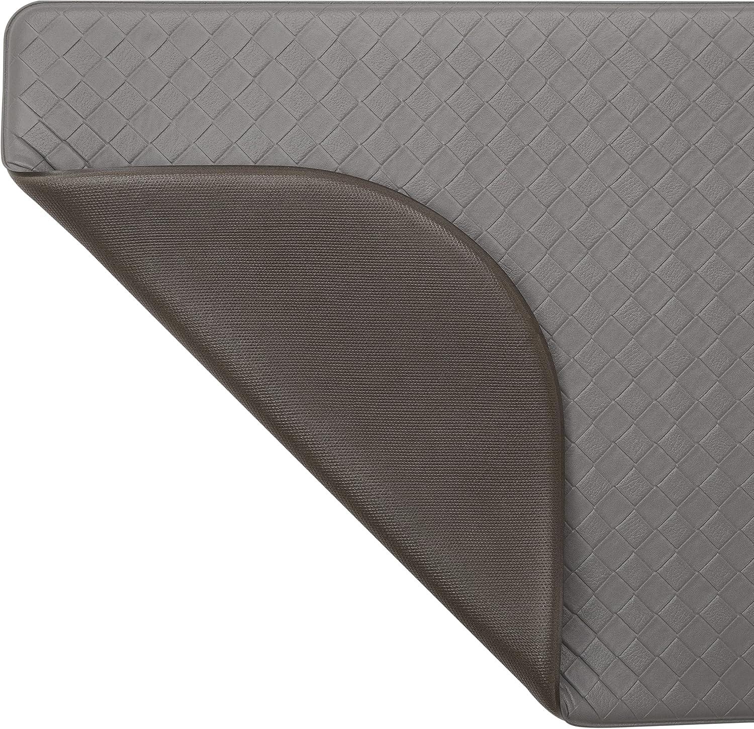 Anti-Fatigue Kitchen Mat, Gray, Playa Basketweave Wedge by Chef Gear, 17.5 in. x 48 in.