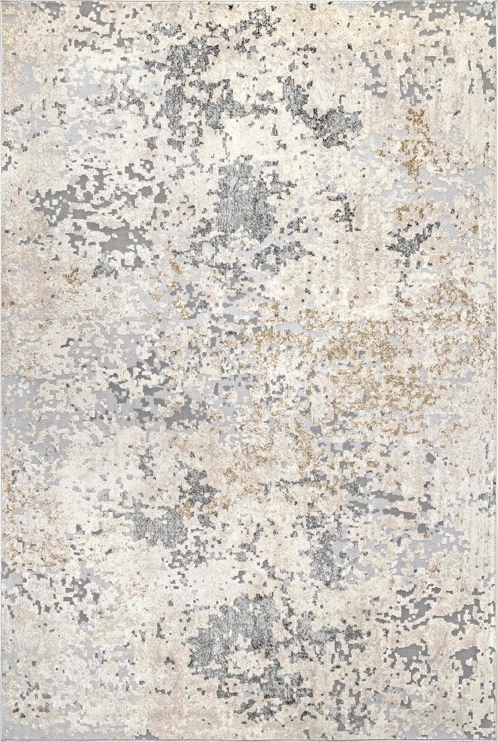 Chastin Gray Abstract 6' Square Synthetic Area Rug