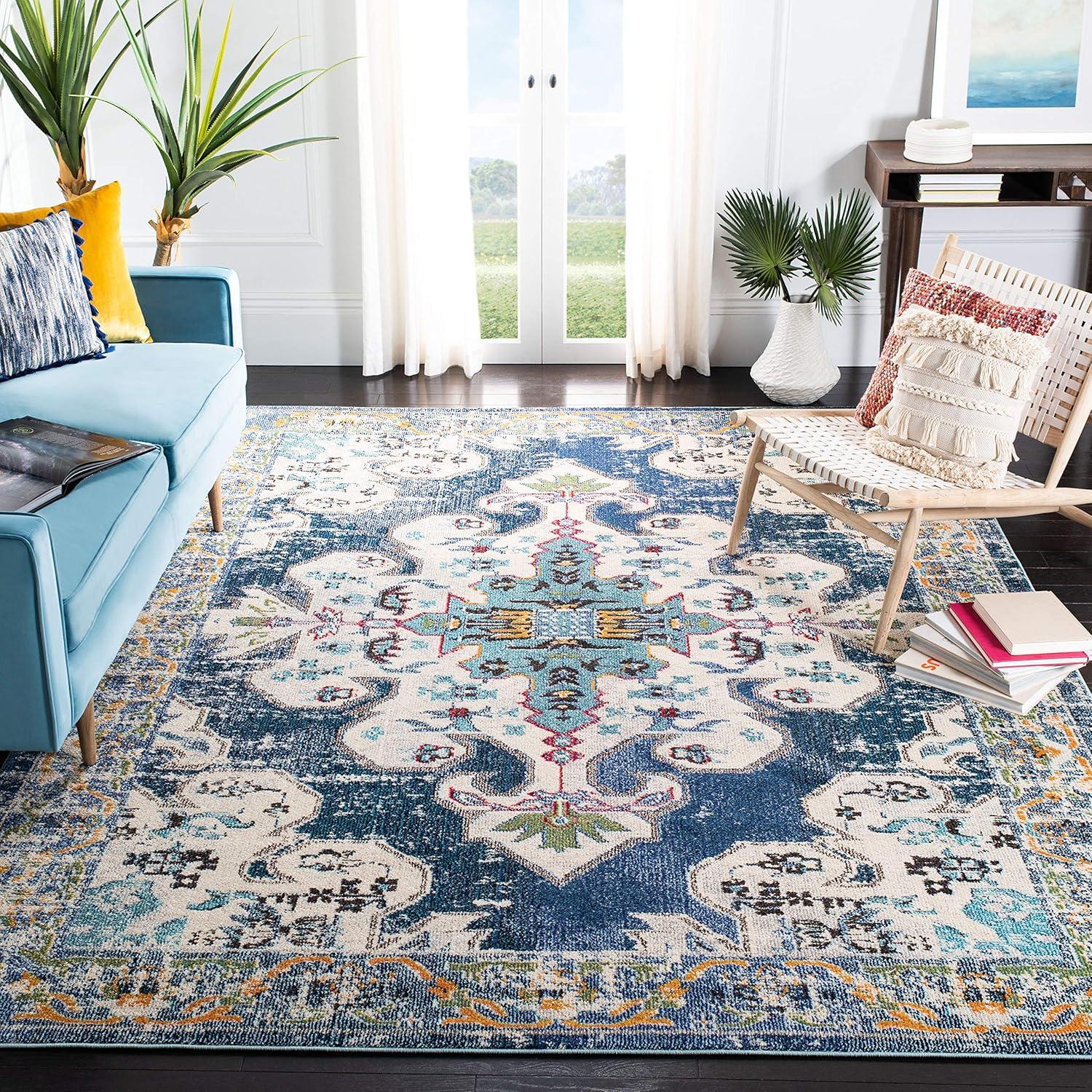 Madison MAD452 Power Loomed Indoor Area Rug - Navy/Grey - 8'x10' - Safavieh.