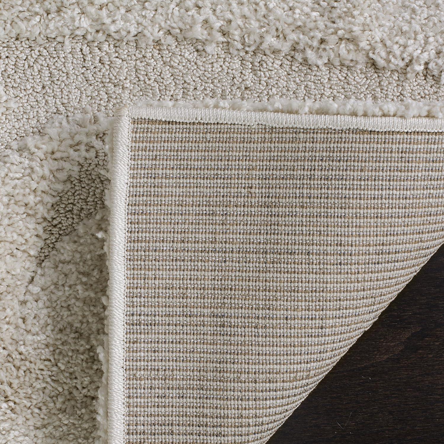 Florida Shag SG468 Power Loomed Indoor Area Rug - Creme/Creme - 5'3"x7'6" - Safavieh