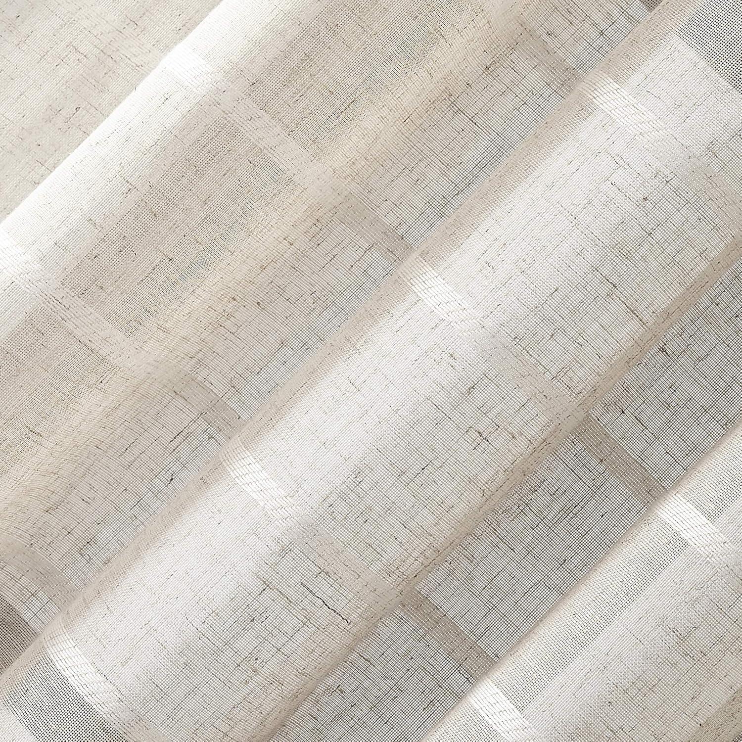 Clean Window Aso Twill Stripe Anti-Dust Linen Blend Sheer Curtain Panel