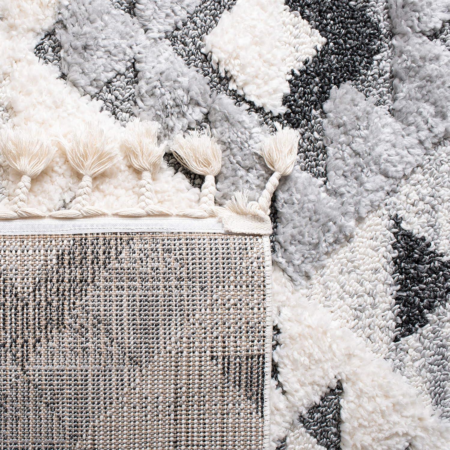 Moroccan Tassel Shag MTS688 Power Loomed Indoor Runner Rug - Ivory/Brown - 2'3"x20' - Safavieh