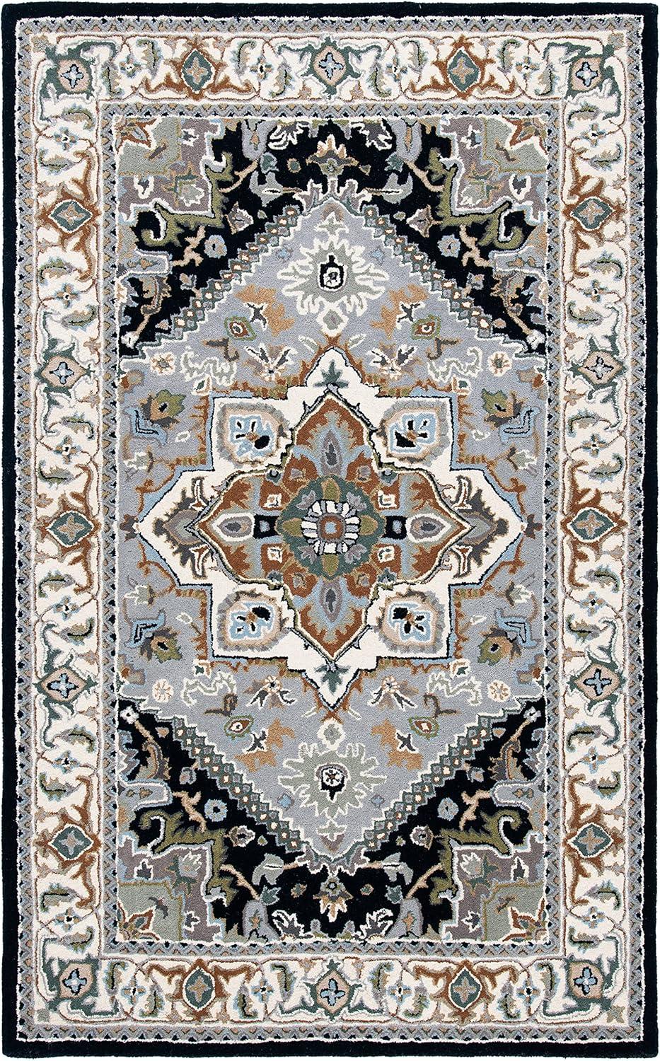 Heritage HG625 Handmade Area Rug - 5'x8' - Grey/Navy - Safavieh