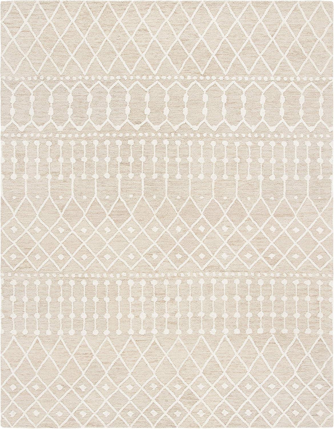 Handmade Ivory Wool and Cotton Tufted 8' x 10' Rug