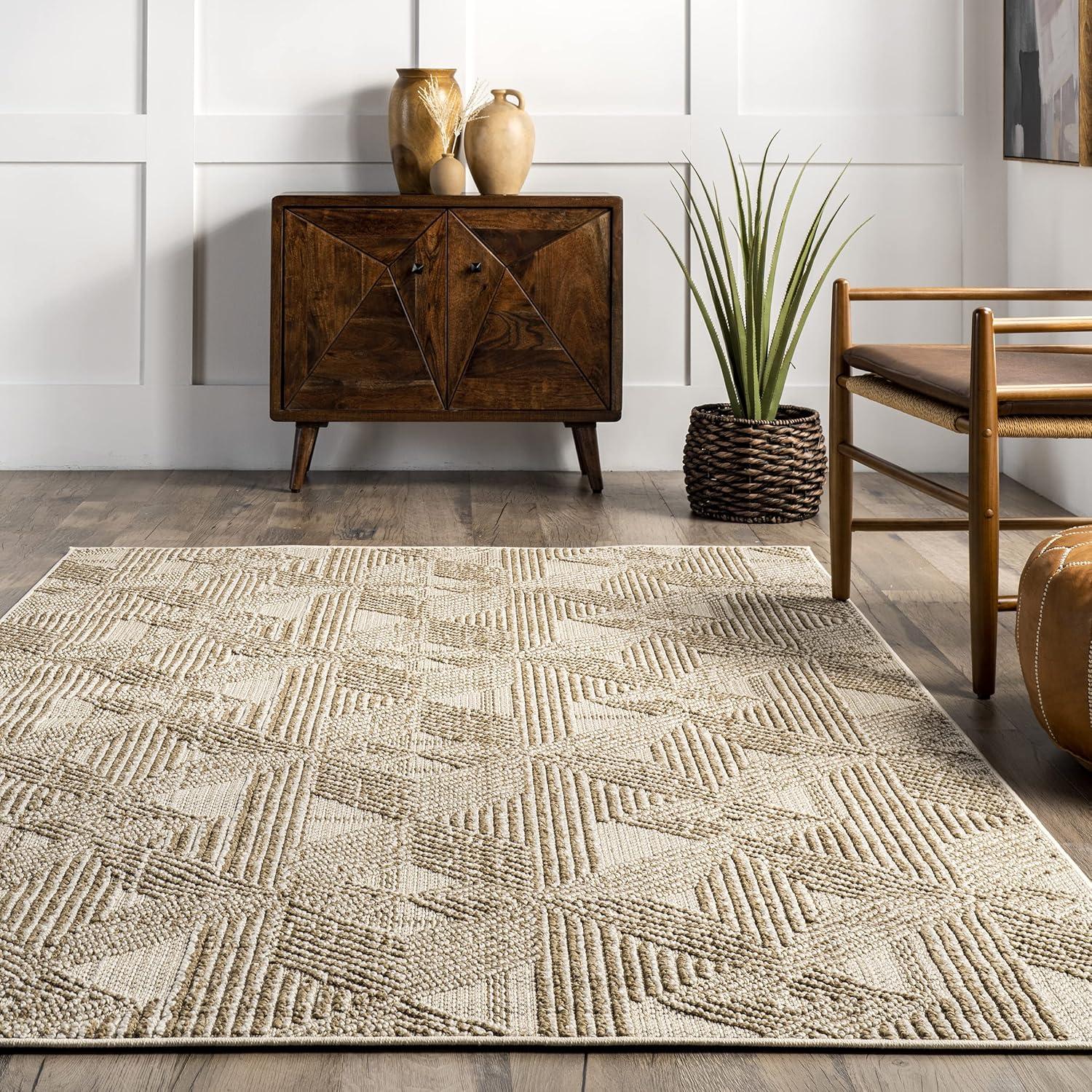 nuLOOM Trinity Textured Abstract Diamonds Area Rug, 5' 3" x 7' 6", Beige