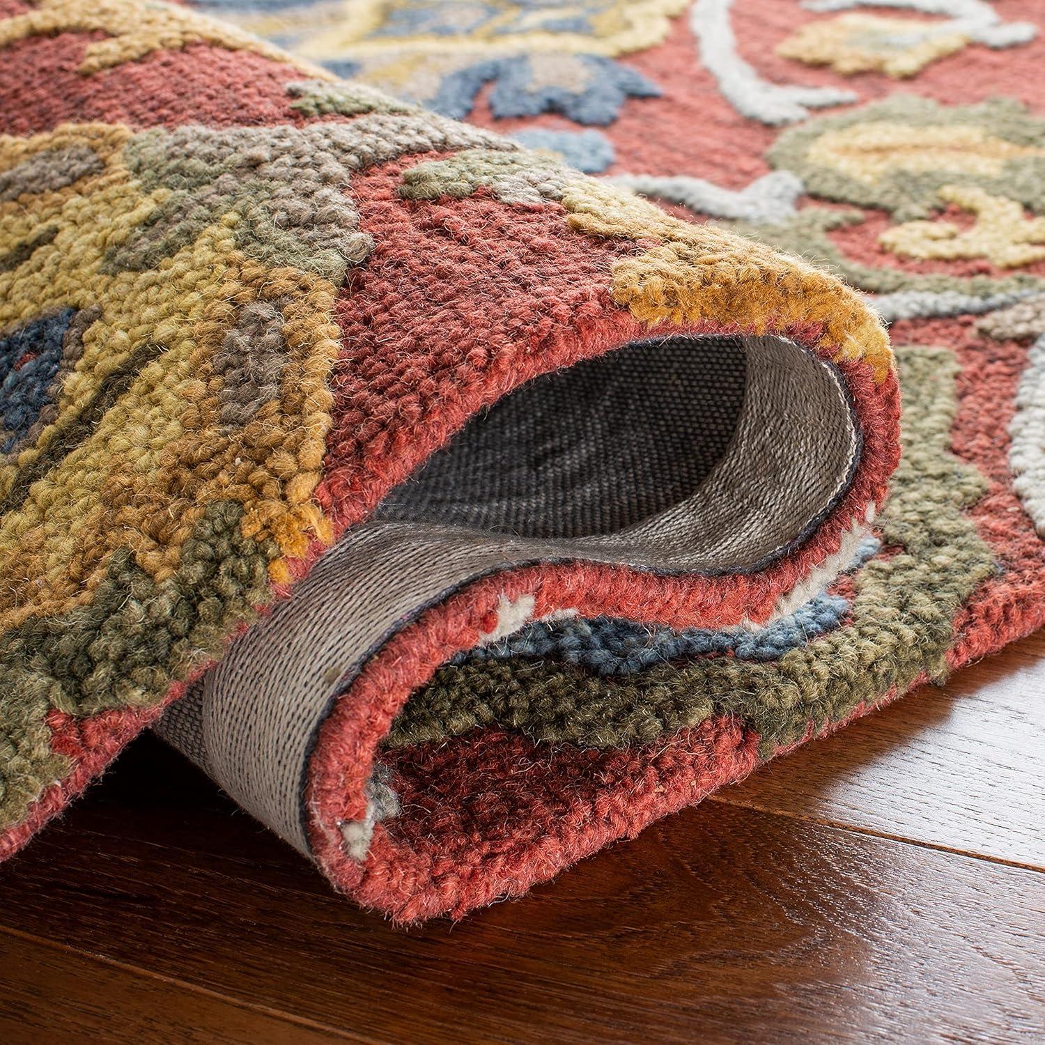 Blossom BLM402 Hand Tufted Area Rug - Red/Multi - 4' round - Safavieh.